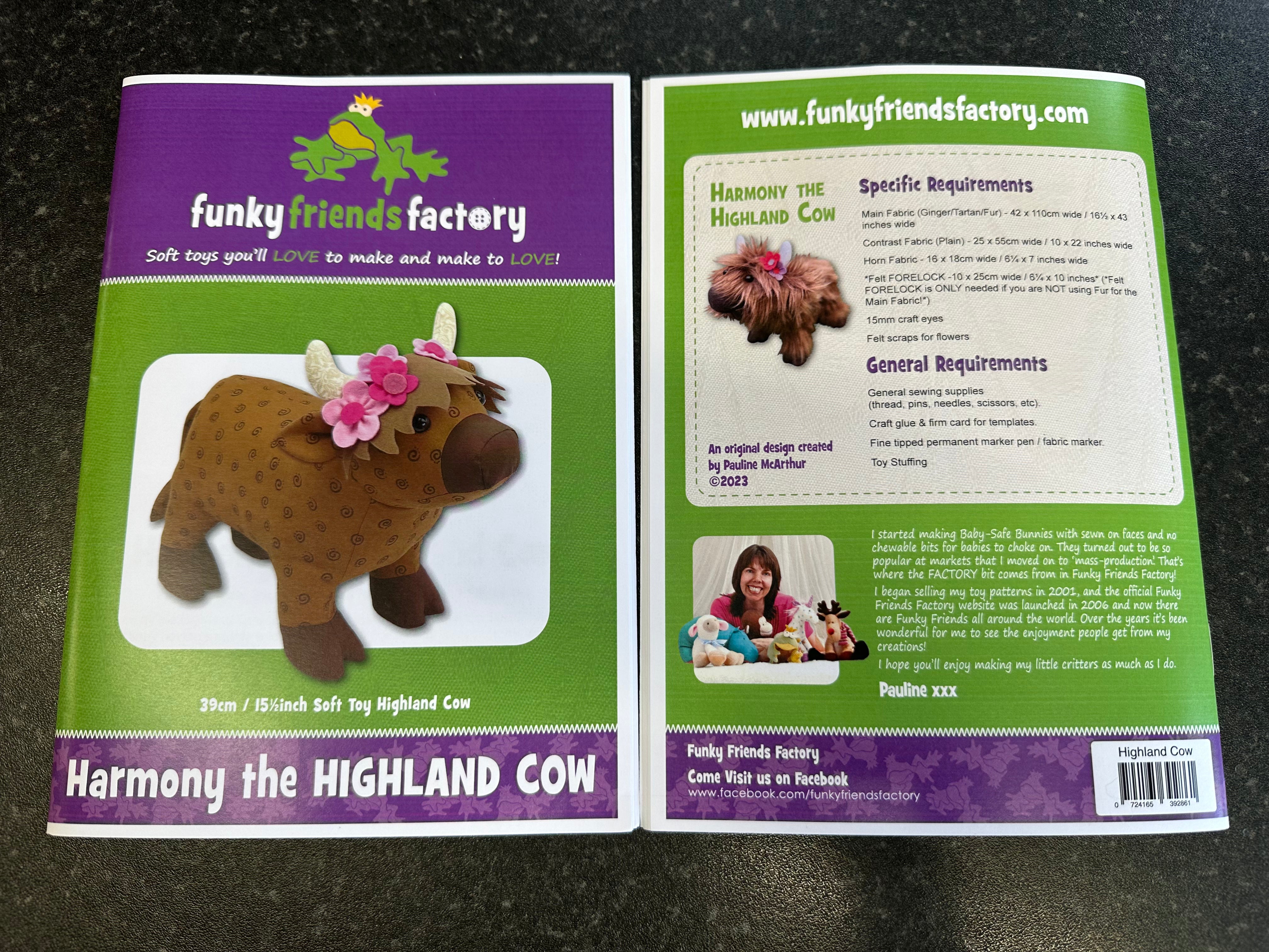Harmony the Highland Cow Funky Friends Factory Soft Toy Pattern