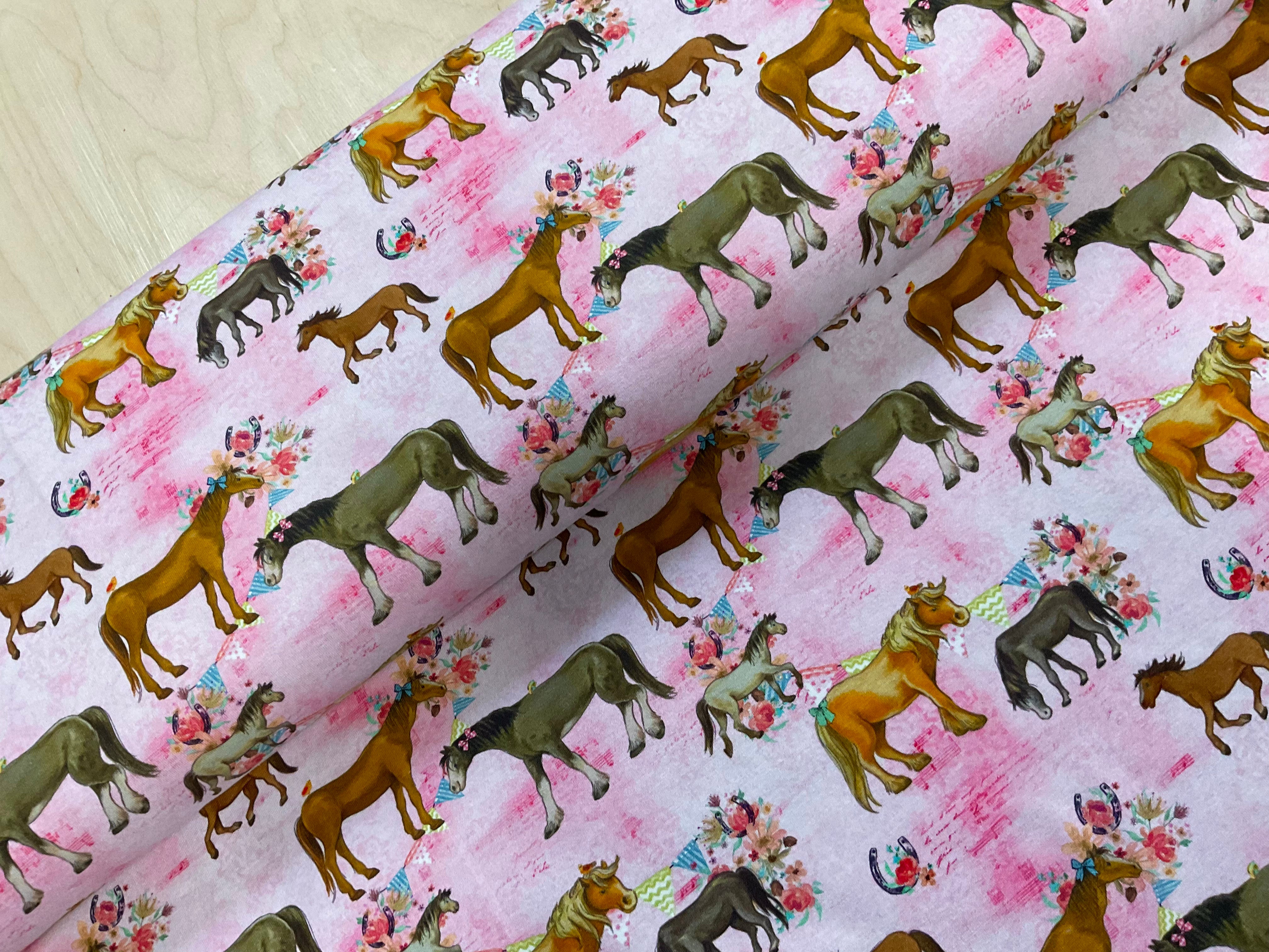 Pony Party Cotton Jersey Fabric