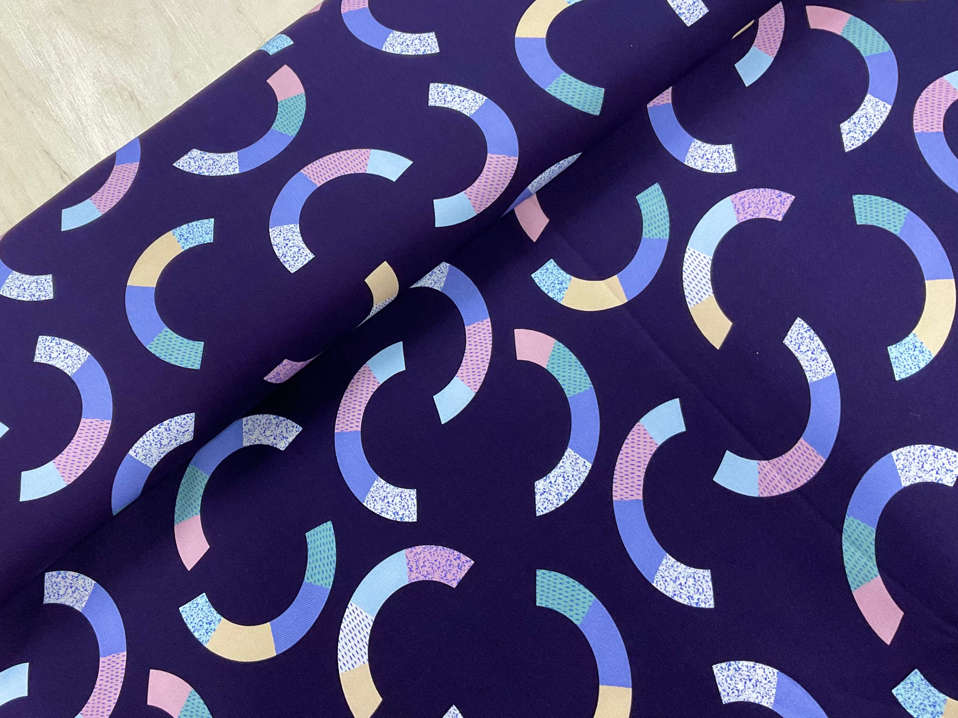 Abstract Arch on Navy  Rayon Viscose