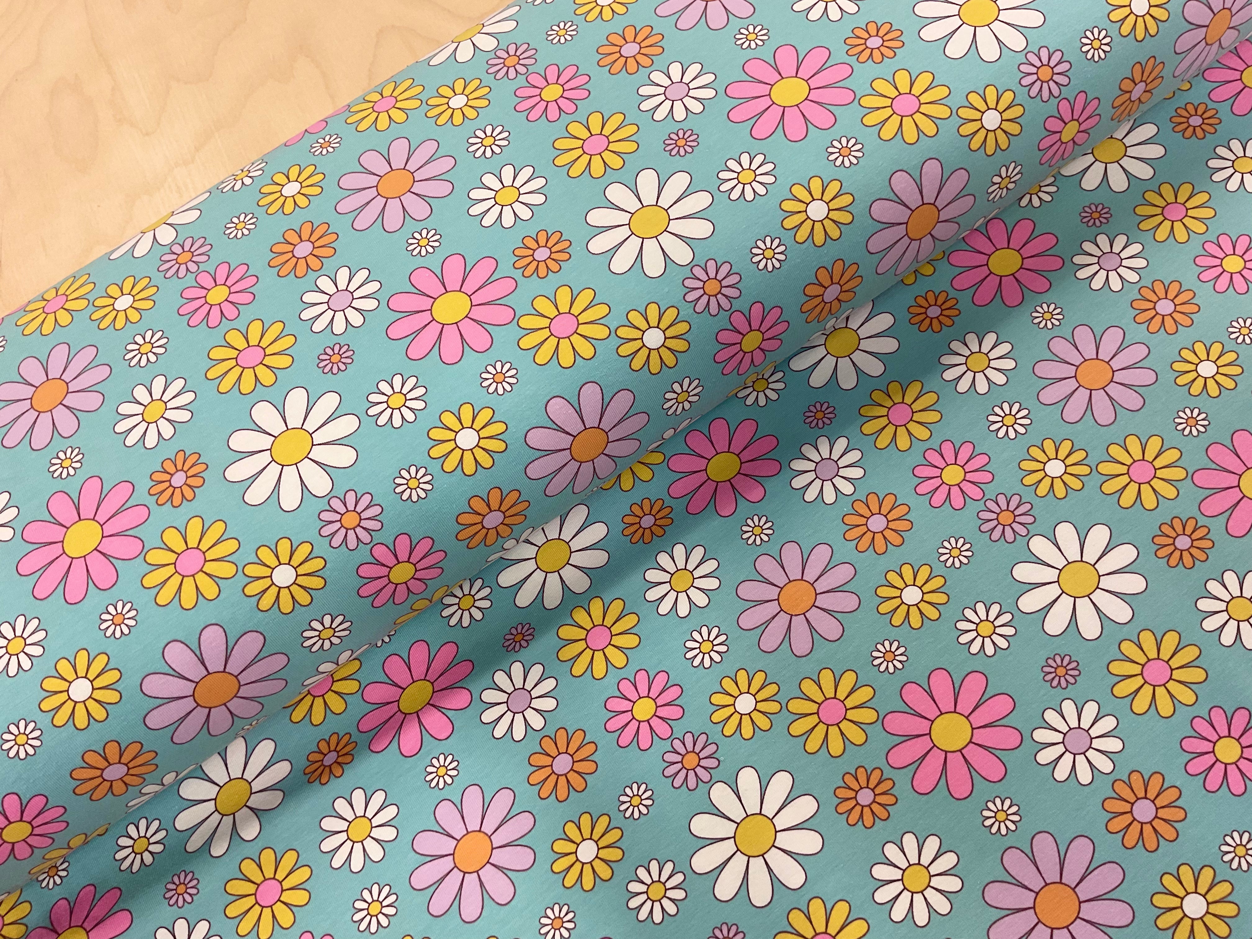 Pop Flowers Cotton Jersey Fabric