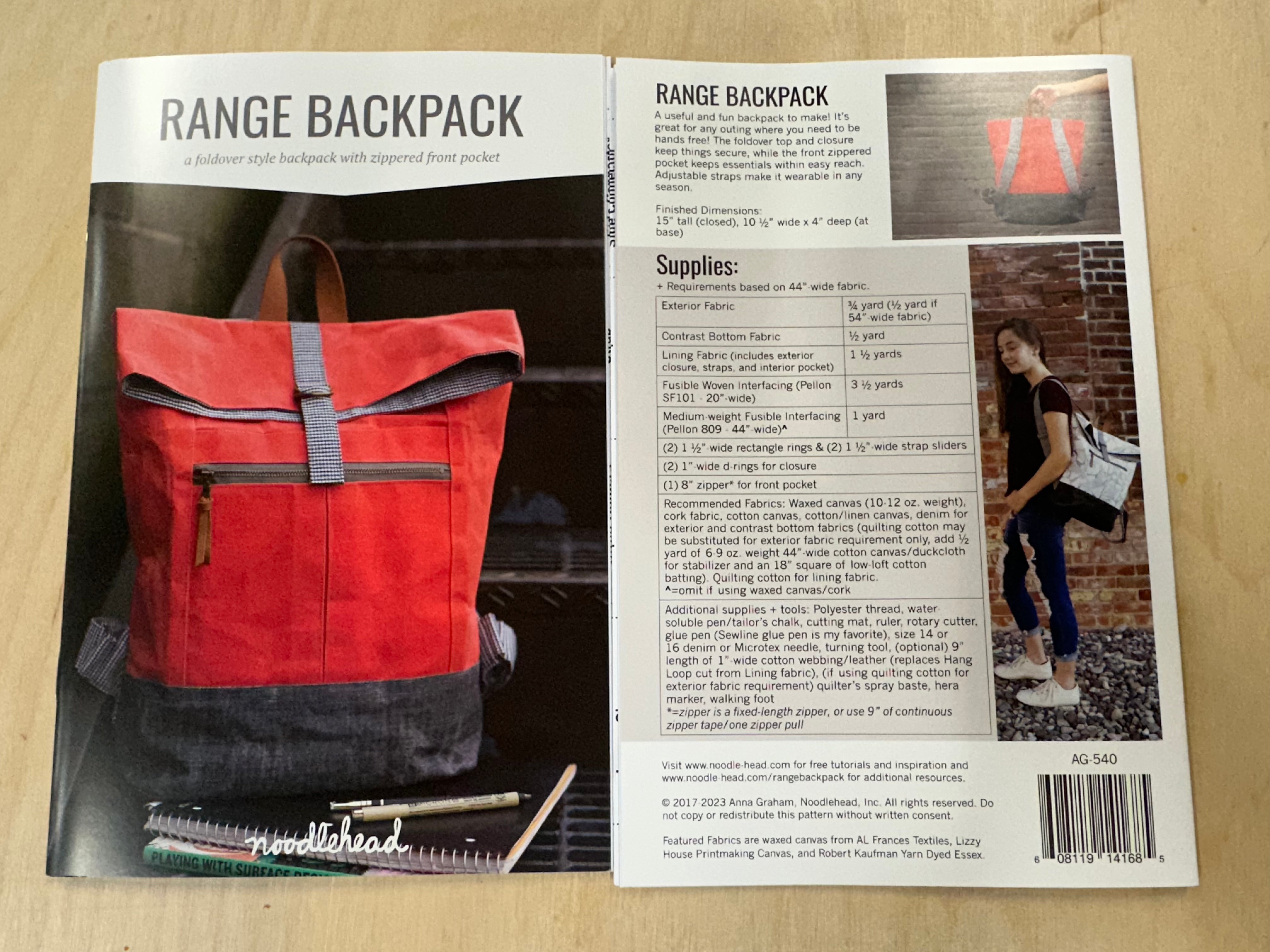 Noodlehead Range Backpack Sewing Pattern