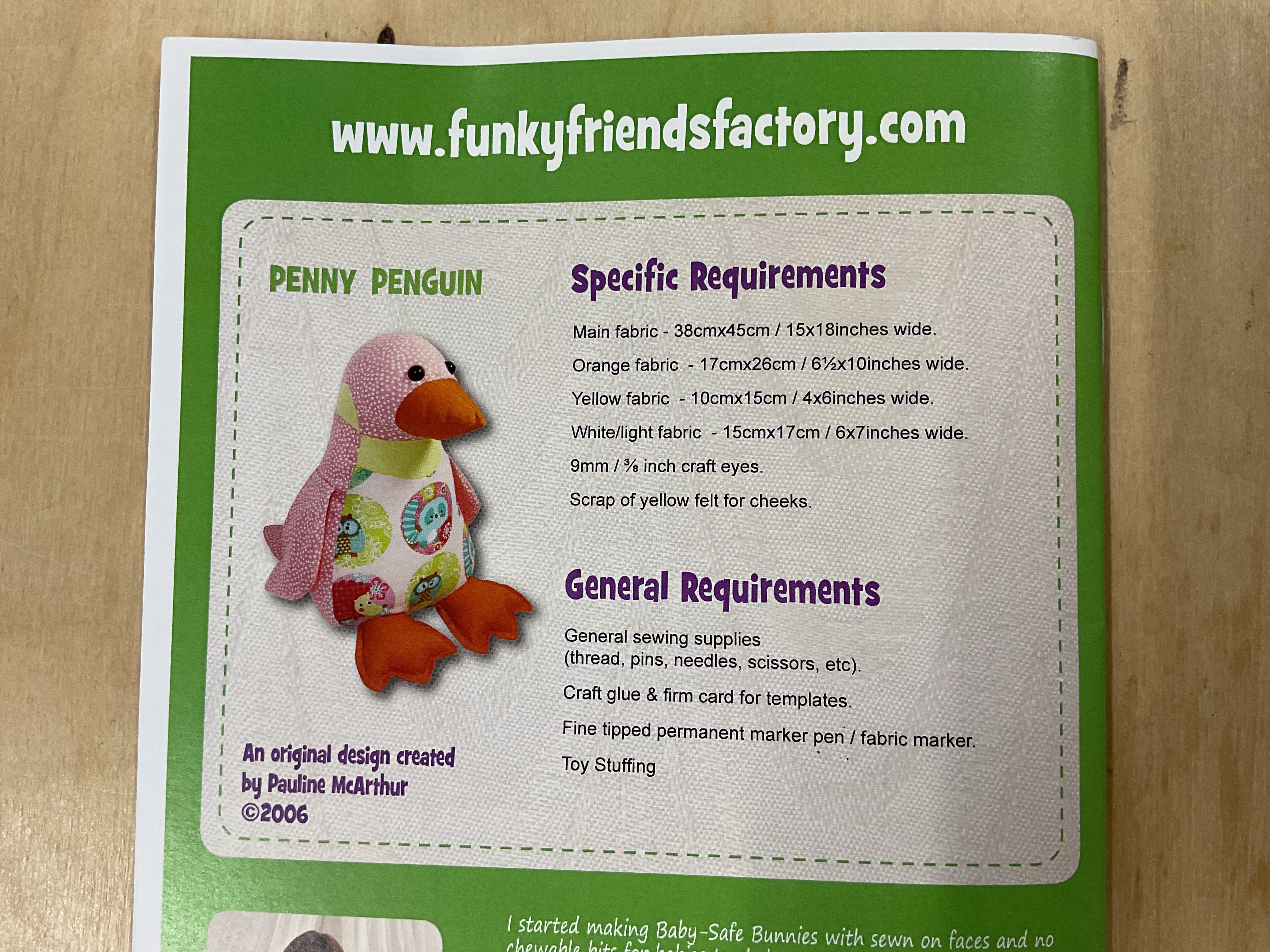 Penny Penguin Funky Friends Factory Soft Toy Pattern