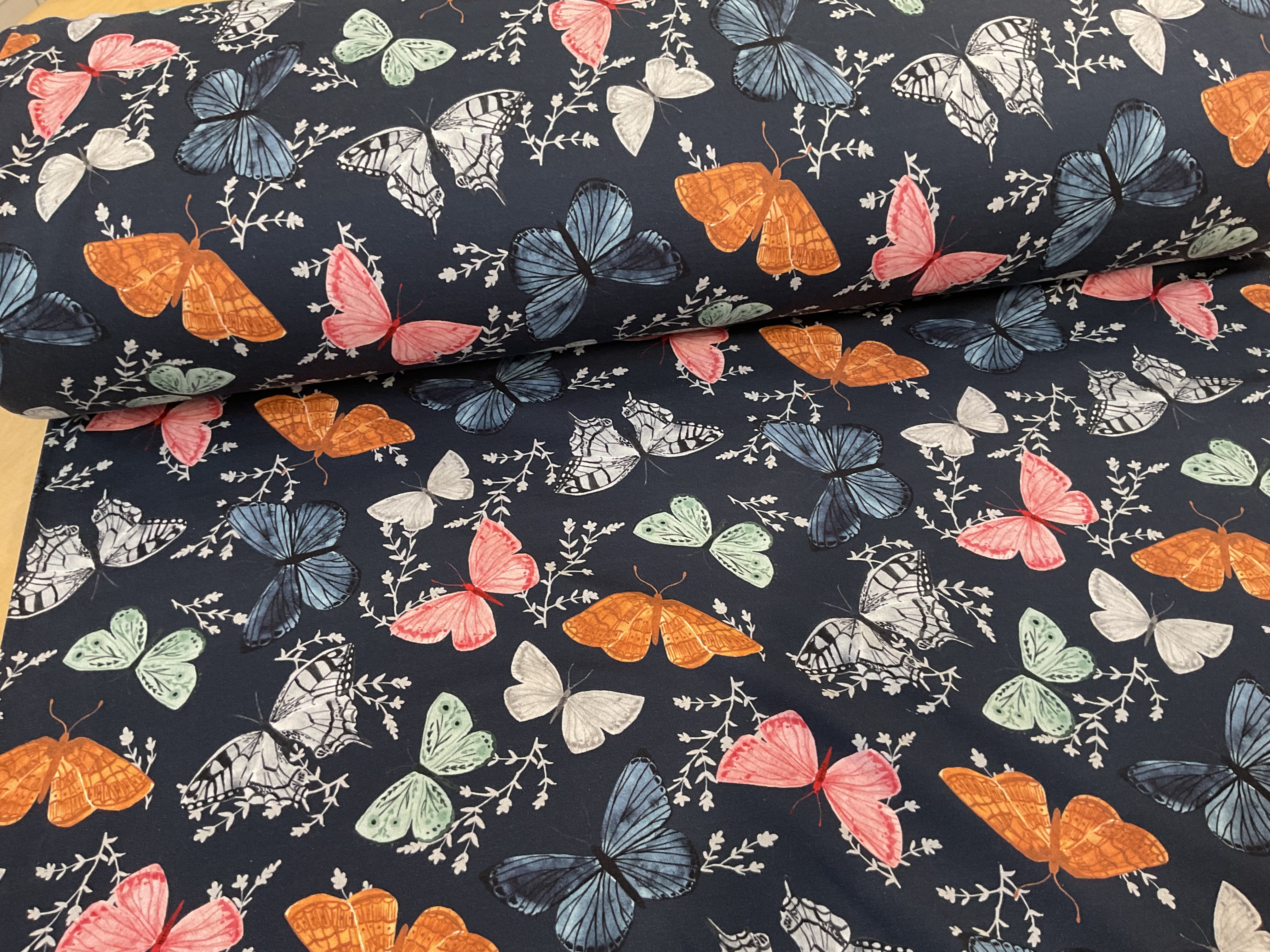 Butterflies Navy Organic FRENCH TERRY