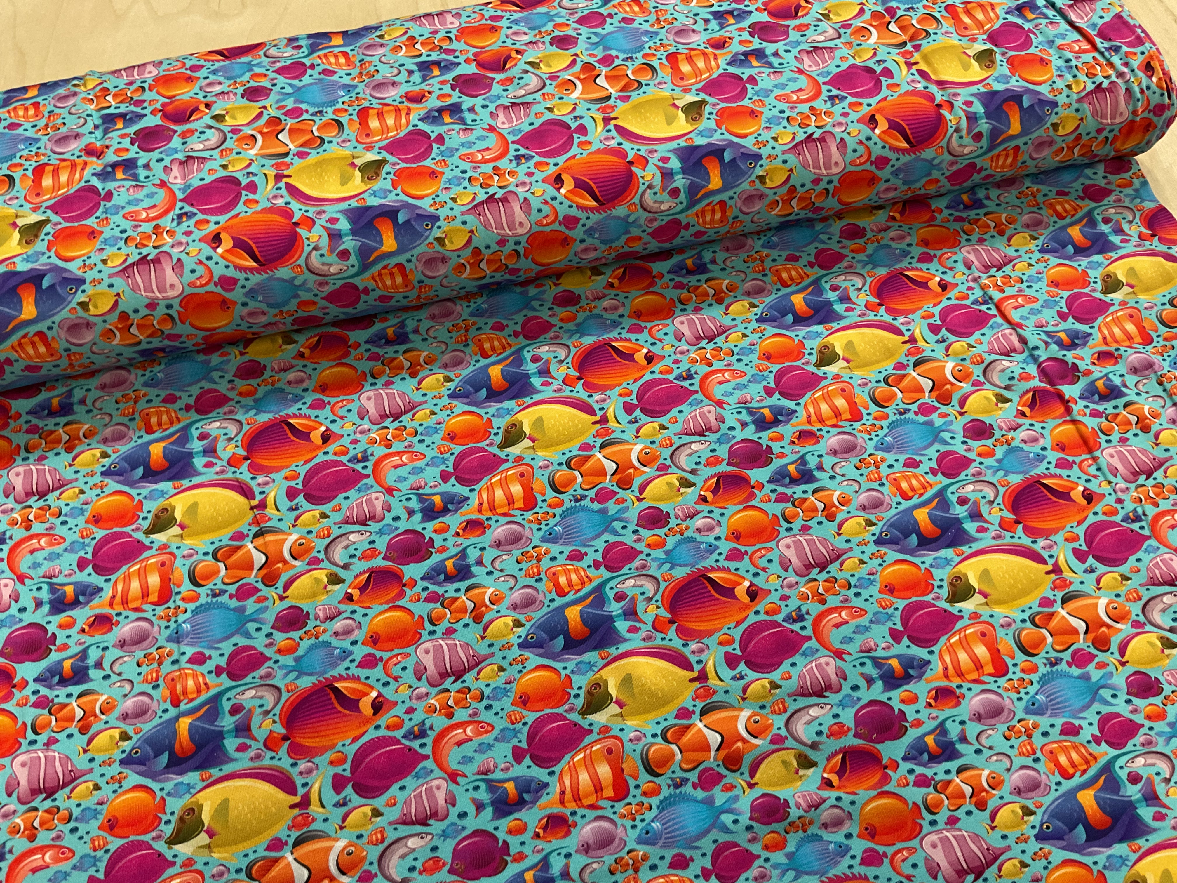Colourful Fish Cotton Jersey Fabric
