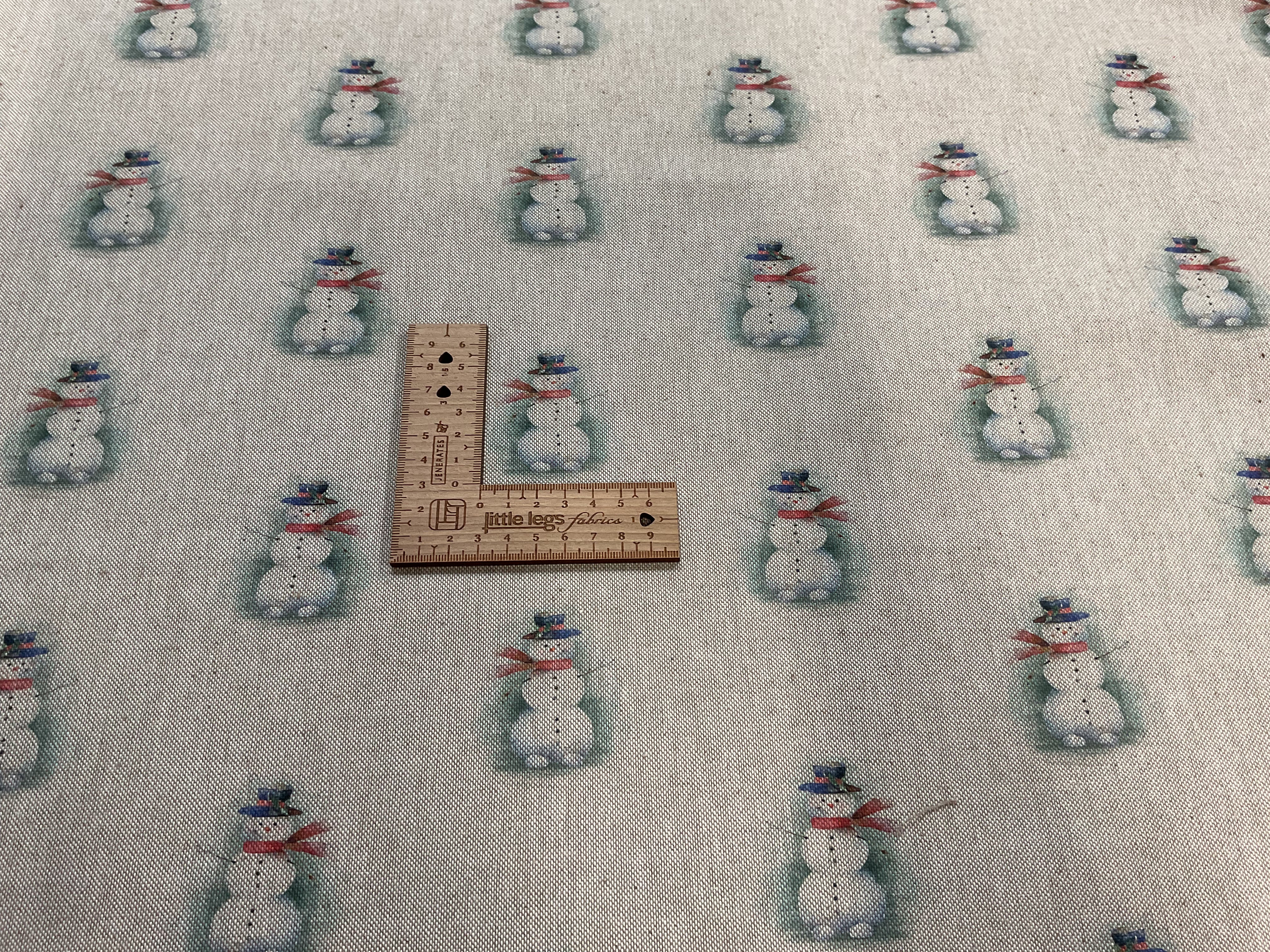 Snowman Linen Look Canvas Fabric and Matching Panel