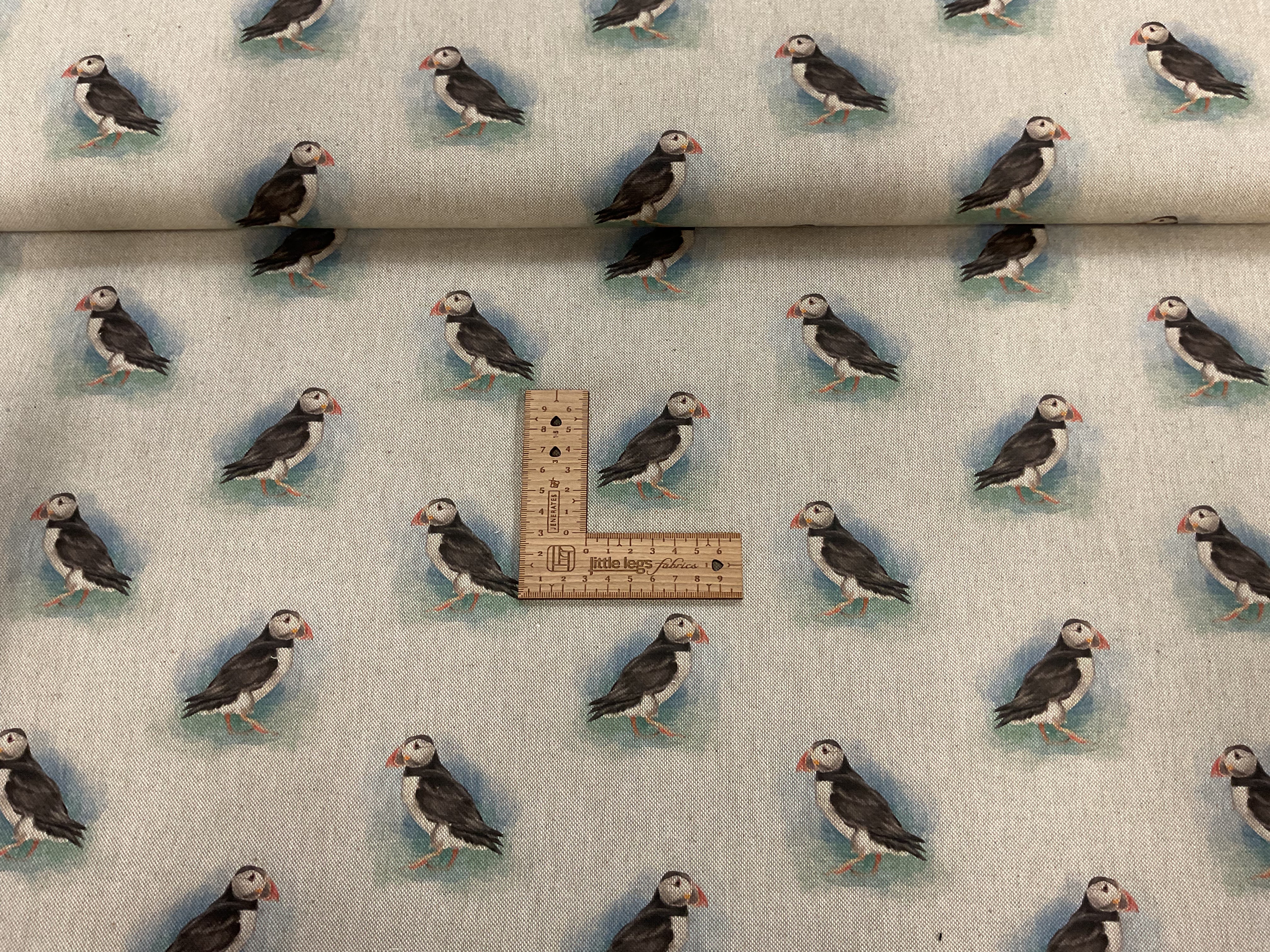 Puffins Linen Look Canvas Fabric