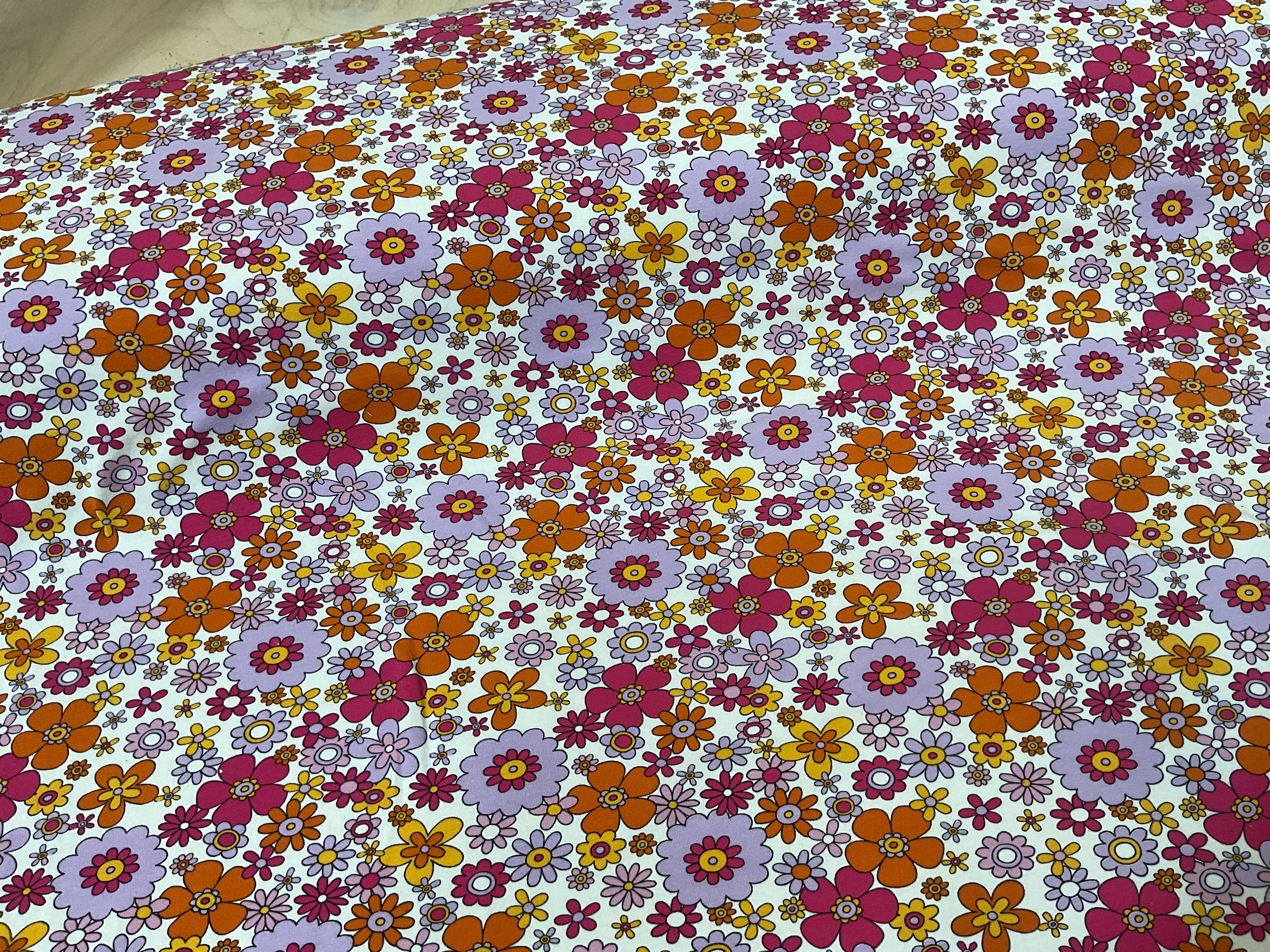 Bright Flower Bloom Cotton Jersey Fabric