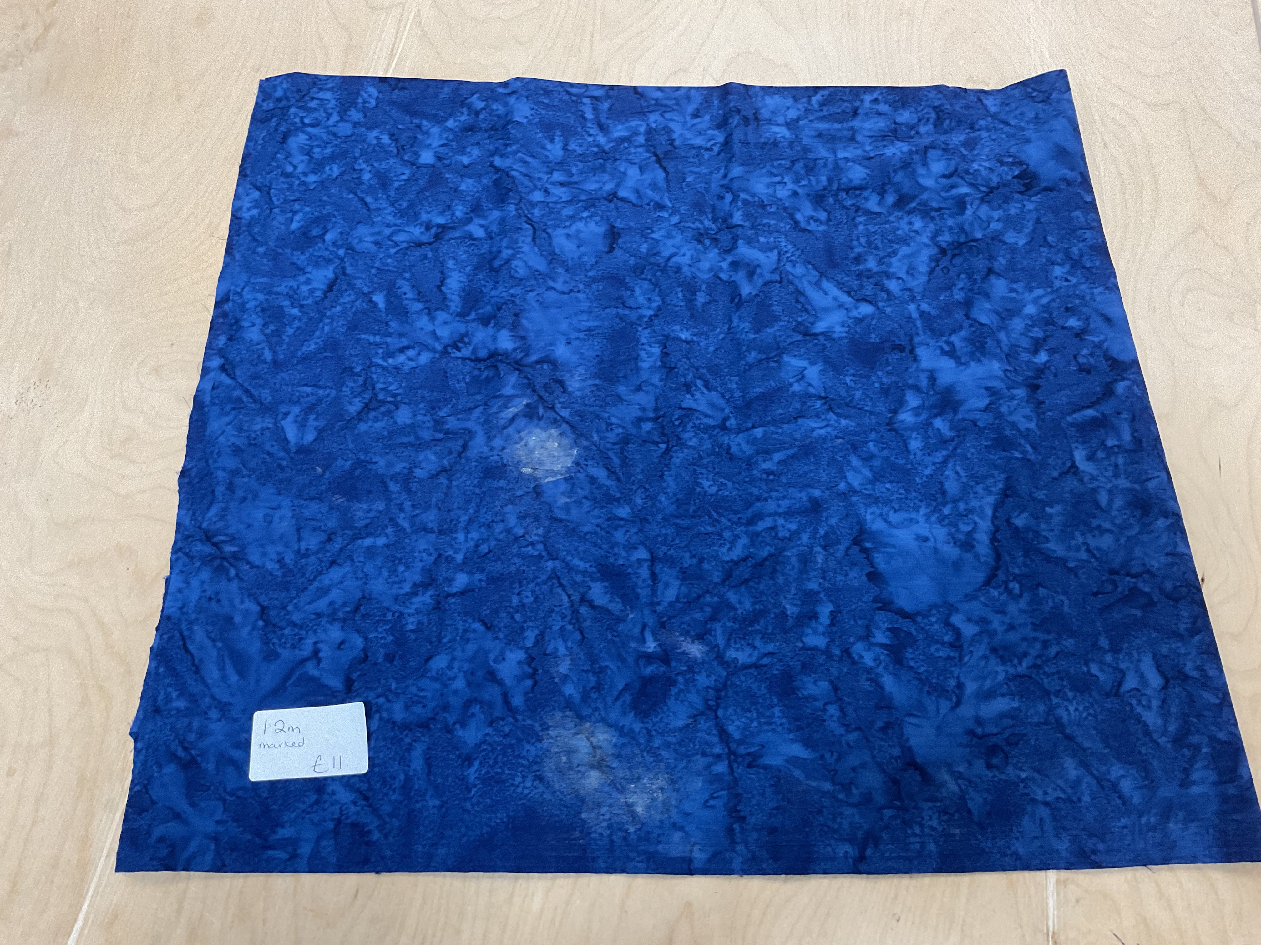 REMNANT  - (MARKED) 1.2m tie dye blue cotton poplin