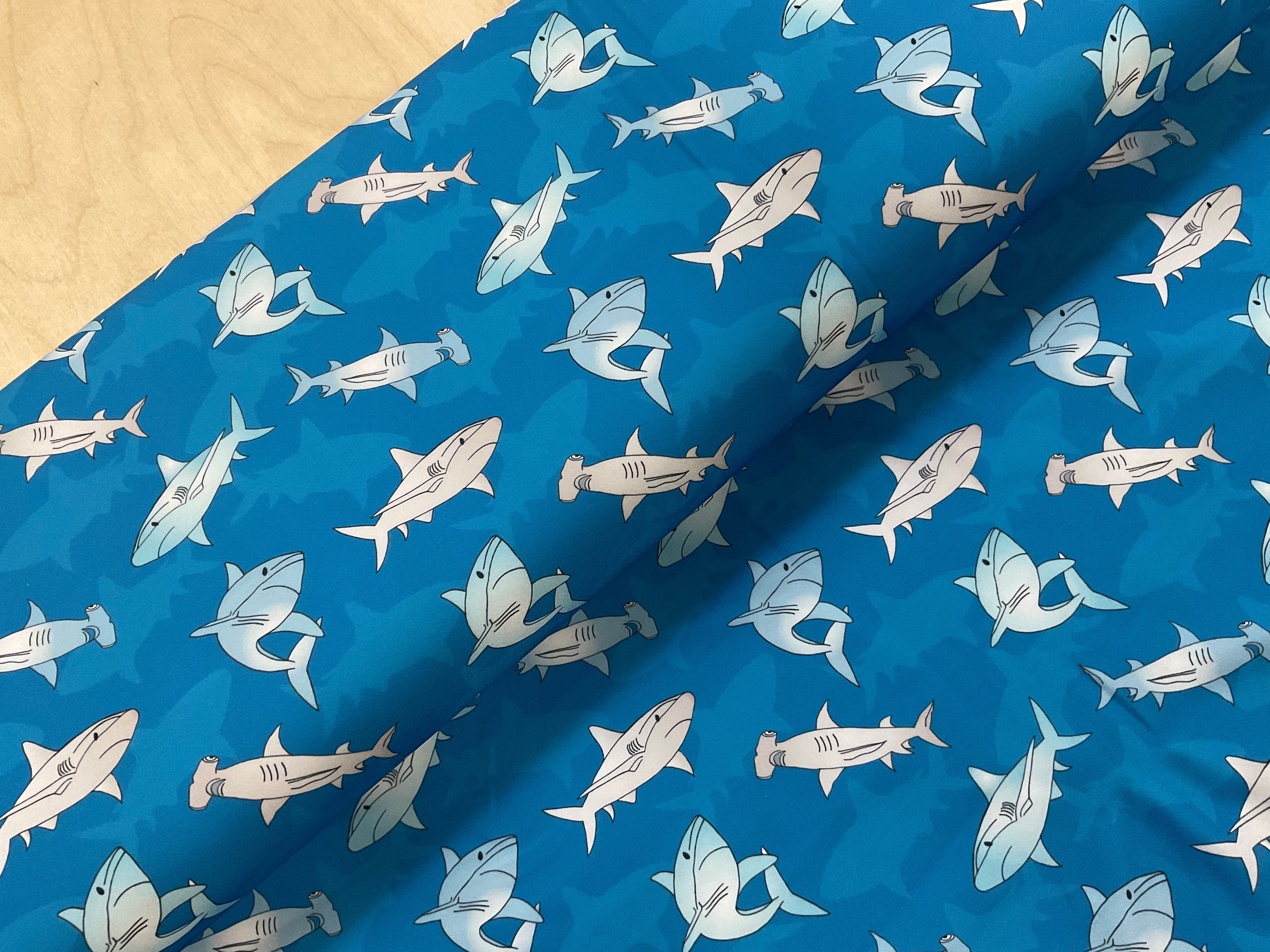PRE ORDER Swimming Sharks Cotton Jersey - DUE IN STOCK EARLY MAY