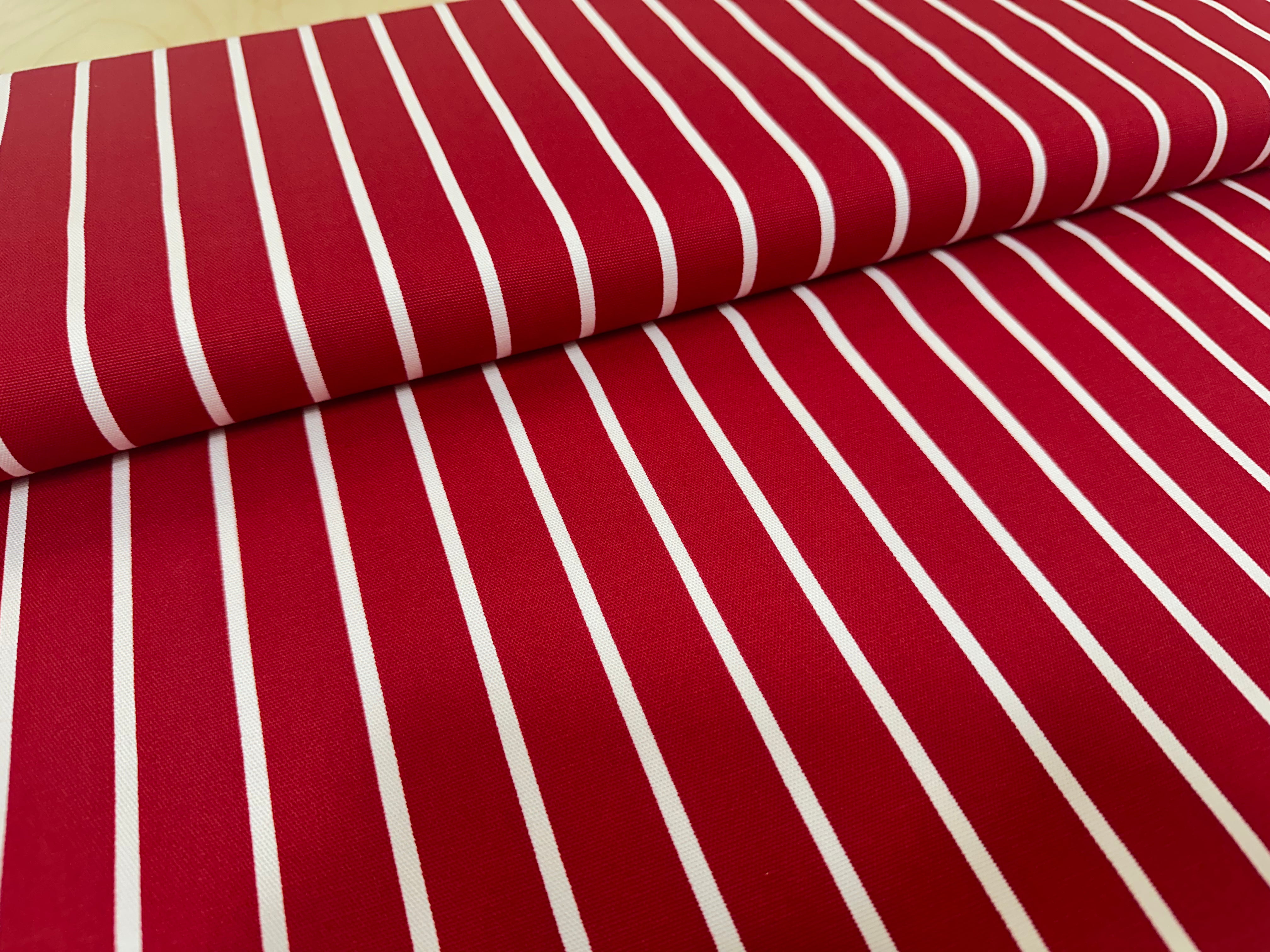 White Stripes on Red Cotton Canvas
