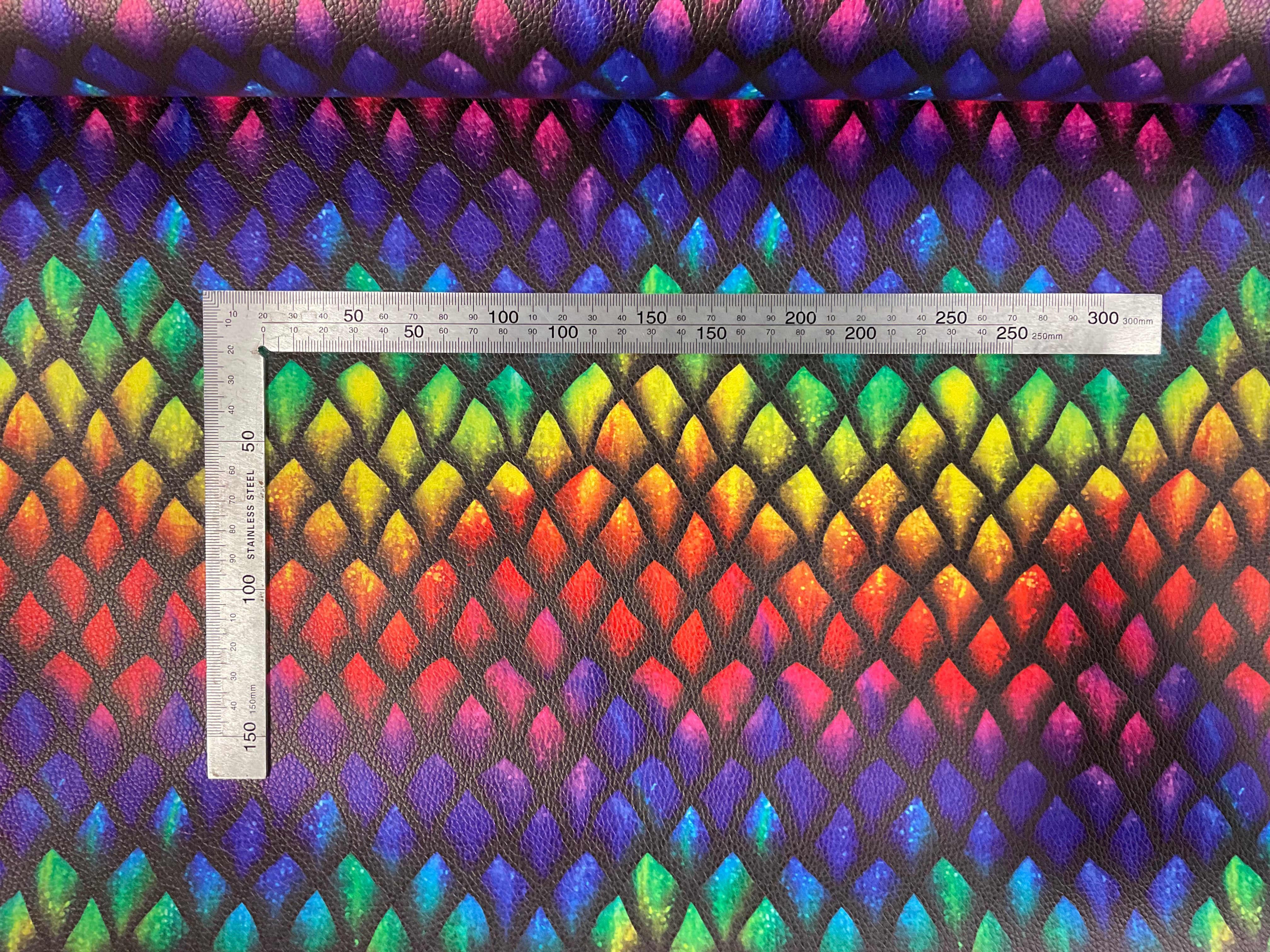 Rainbow Dragon Scales Faux Leather Vinyl