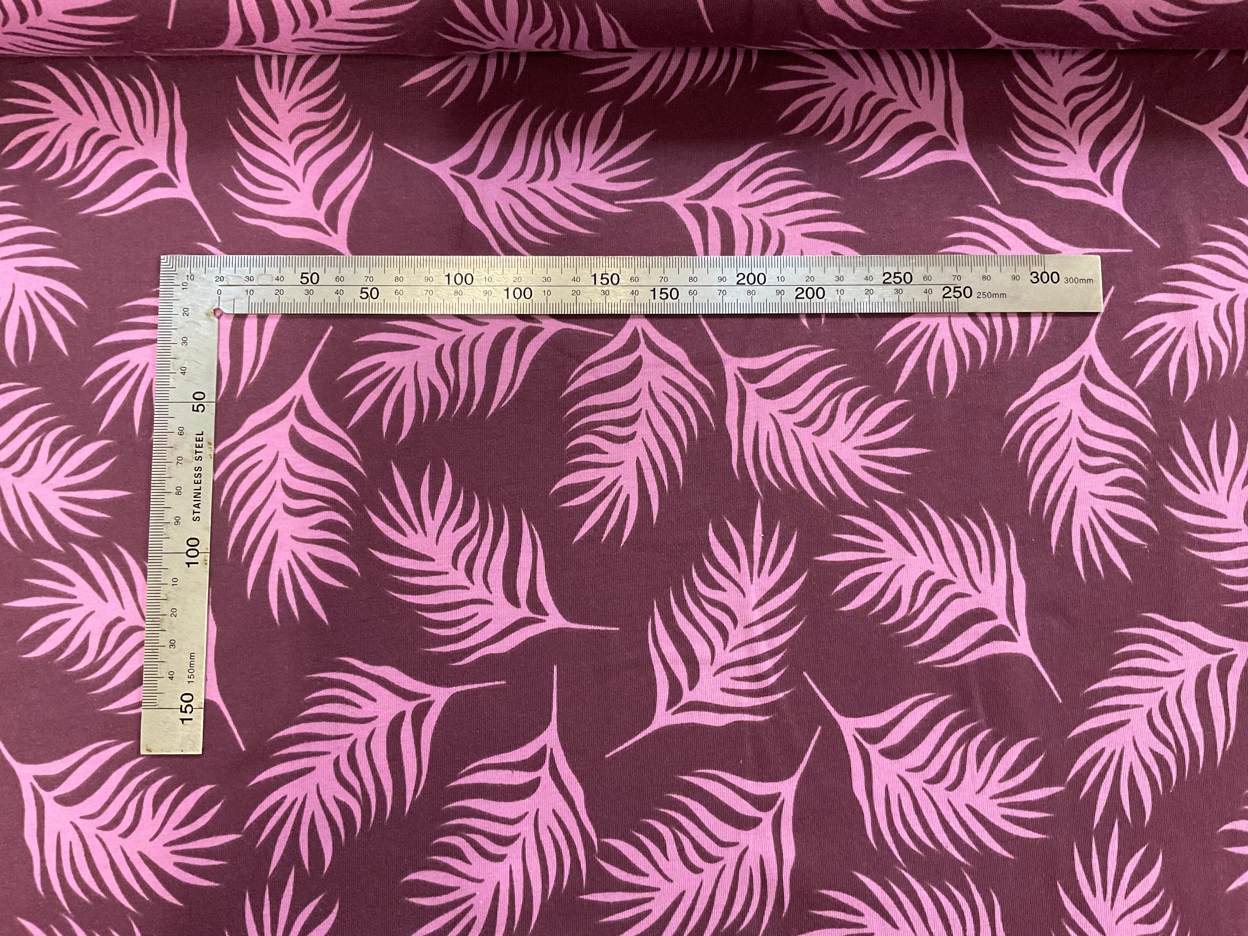 Violet Leaves Cotton Jersey Fabric