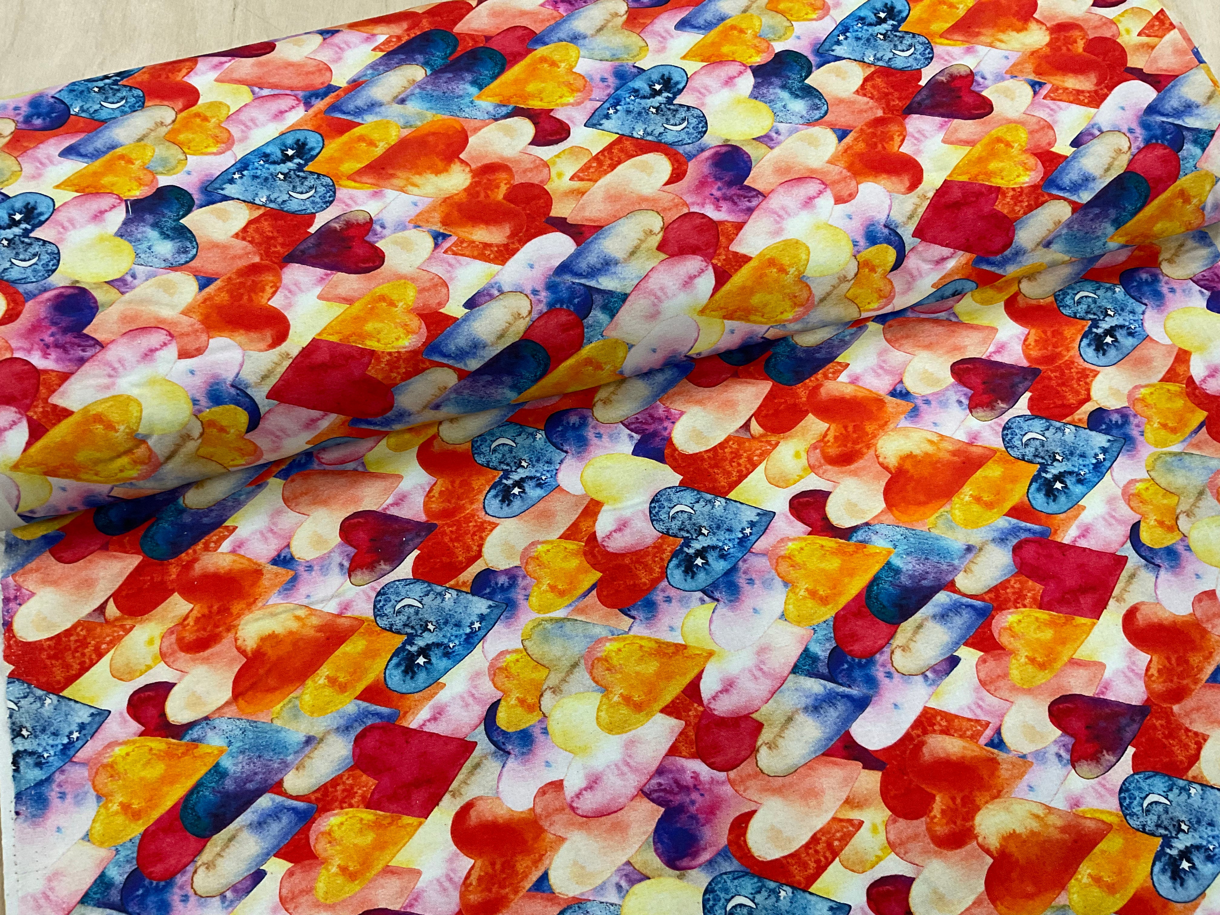 Colourful Hearts Quilting Cotton