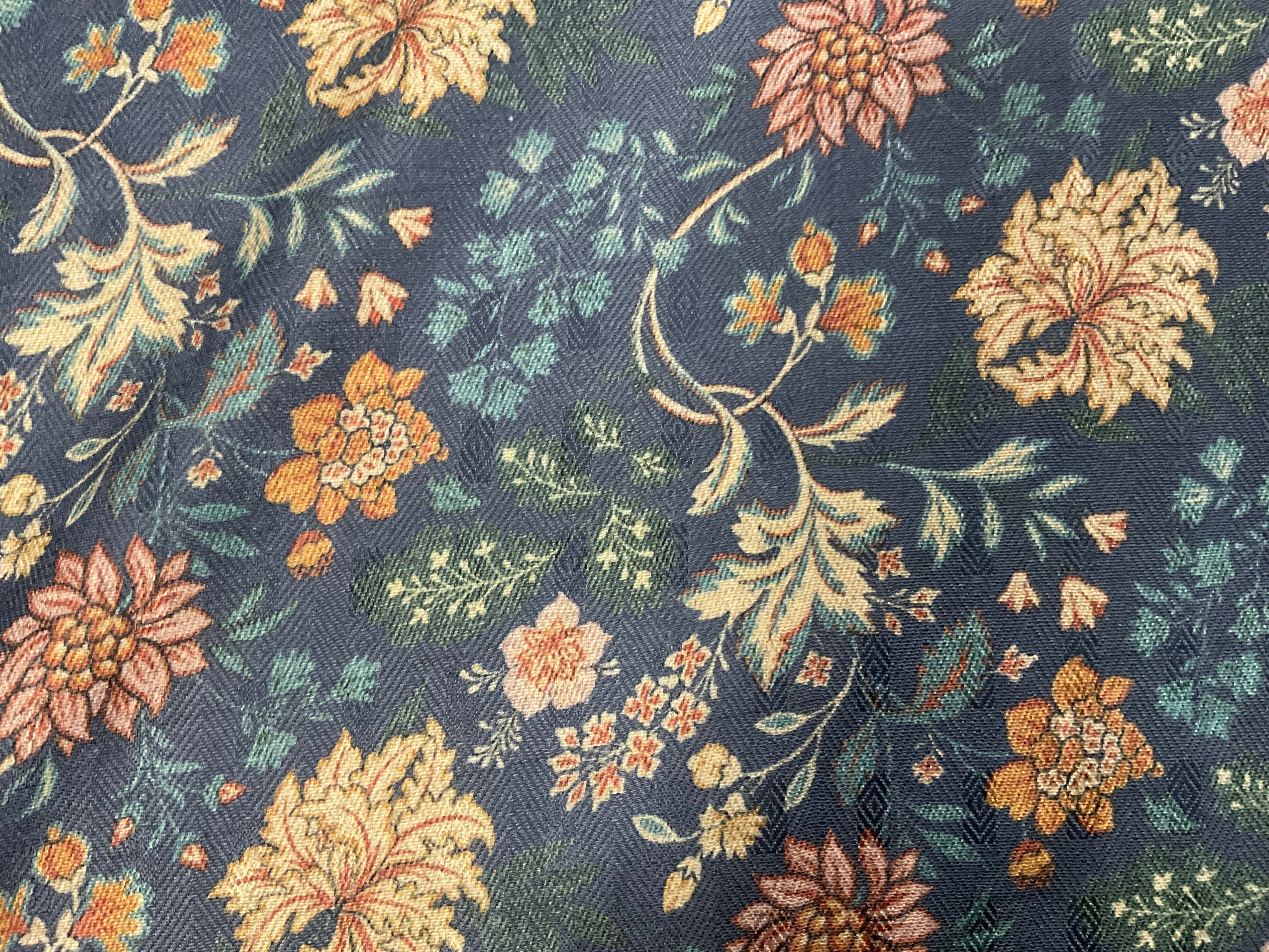 Floral on Blue Pashmina Fabric