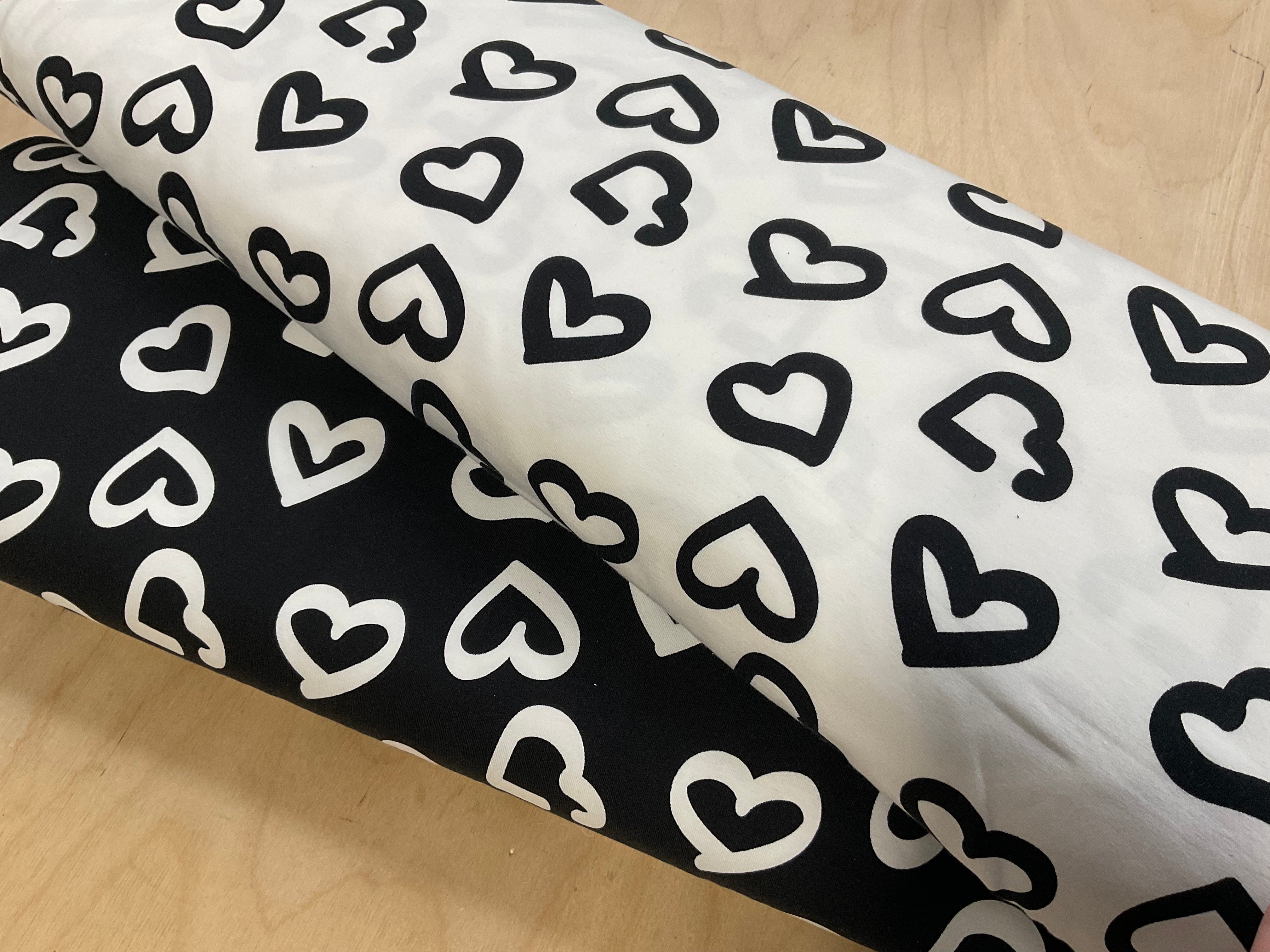 Scribble Hearts Cotton Jersey Fabric
