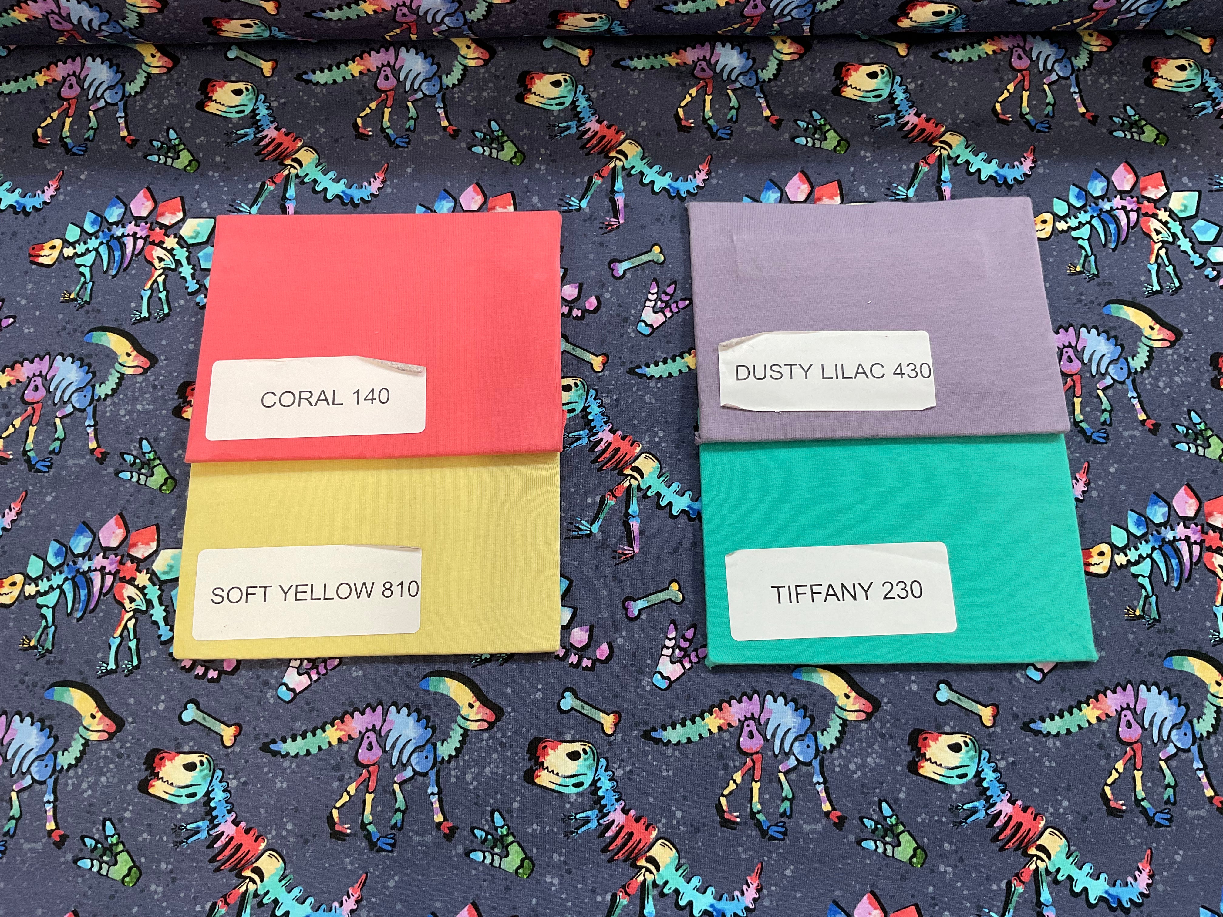 Rainbow Dinosaur Fossil Cotton Jersey Fabric