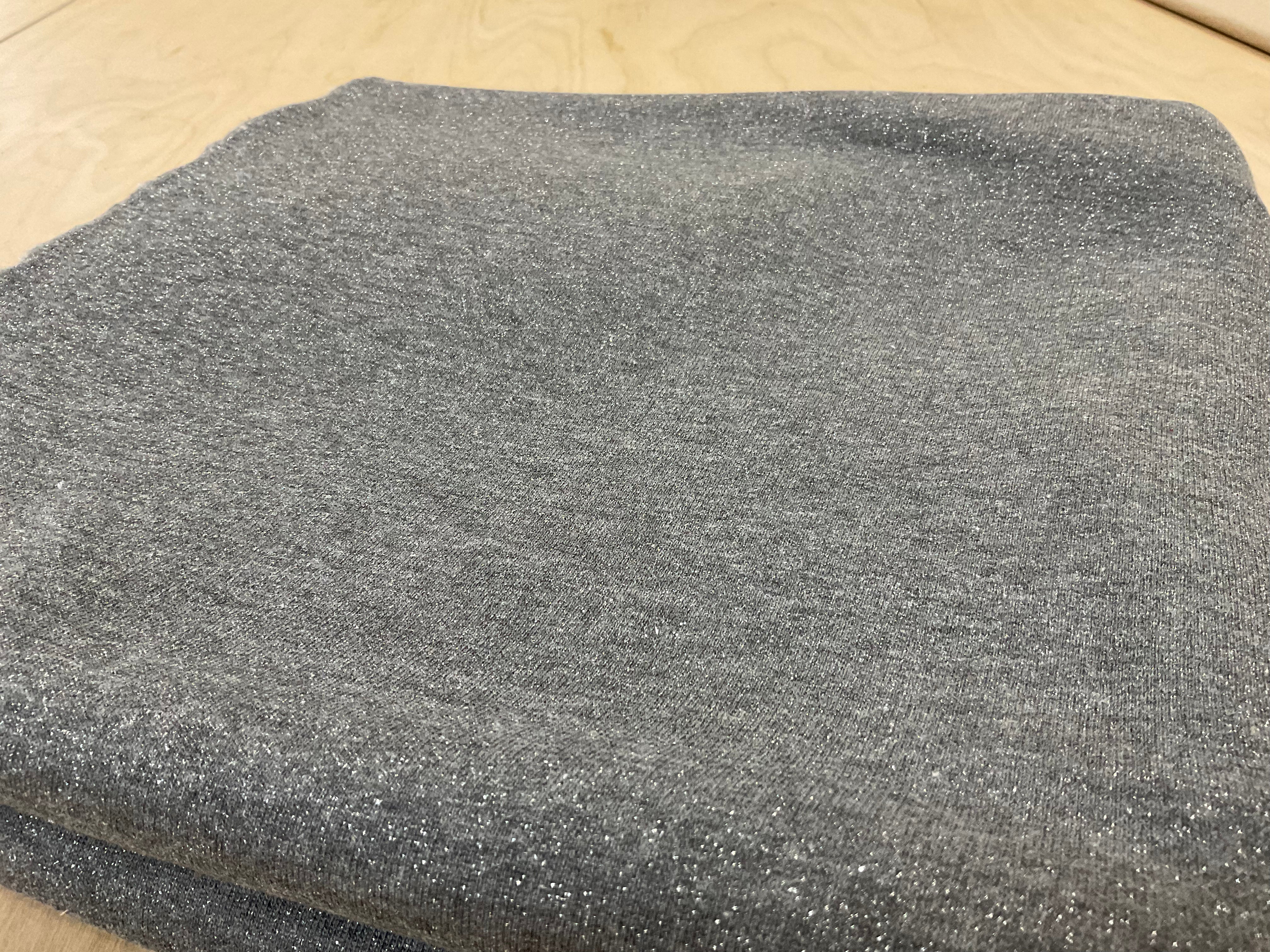 Bolt End - 1.7m Grey Silver Sparkle brushed back sweatshirt