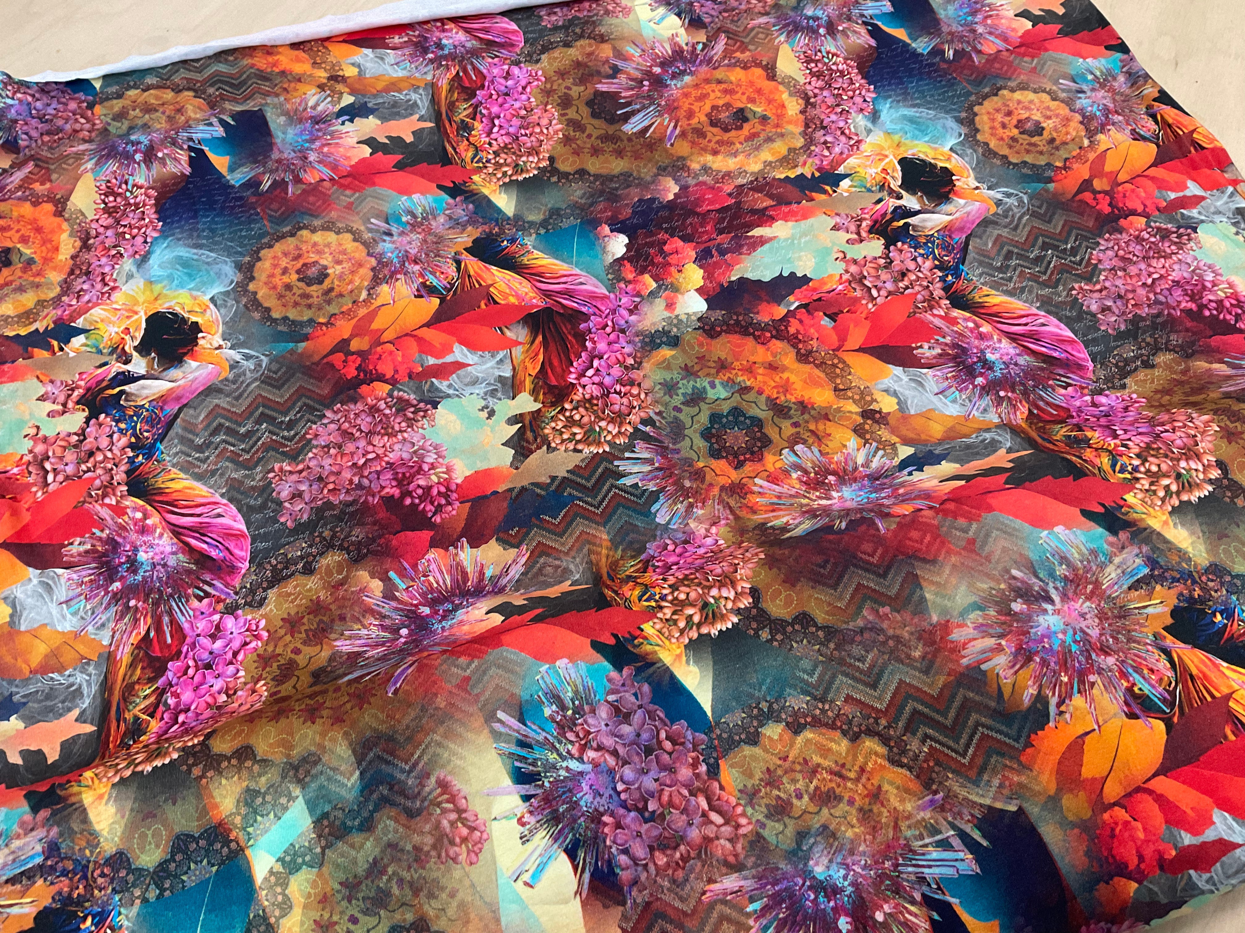 Fire Floral Cotton Jersey Fabric