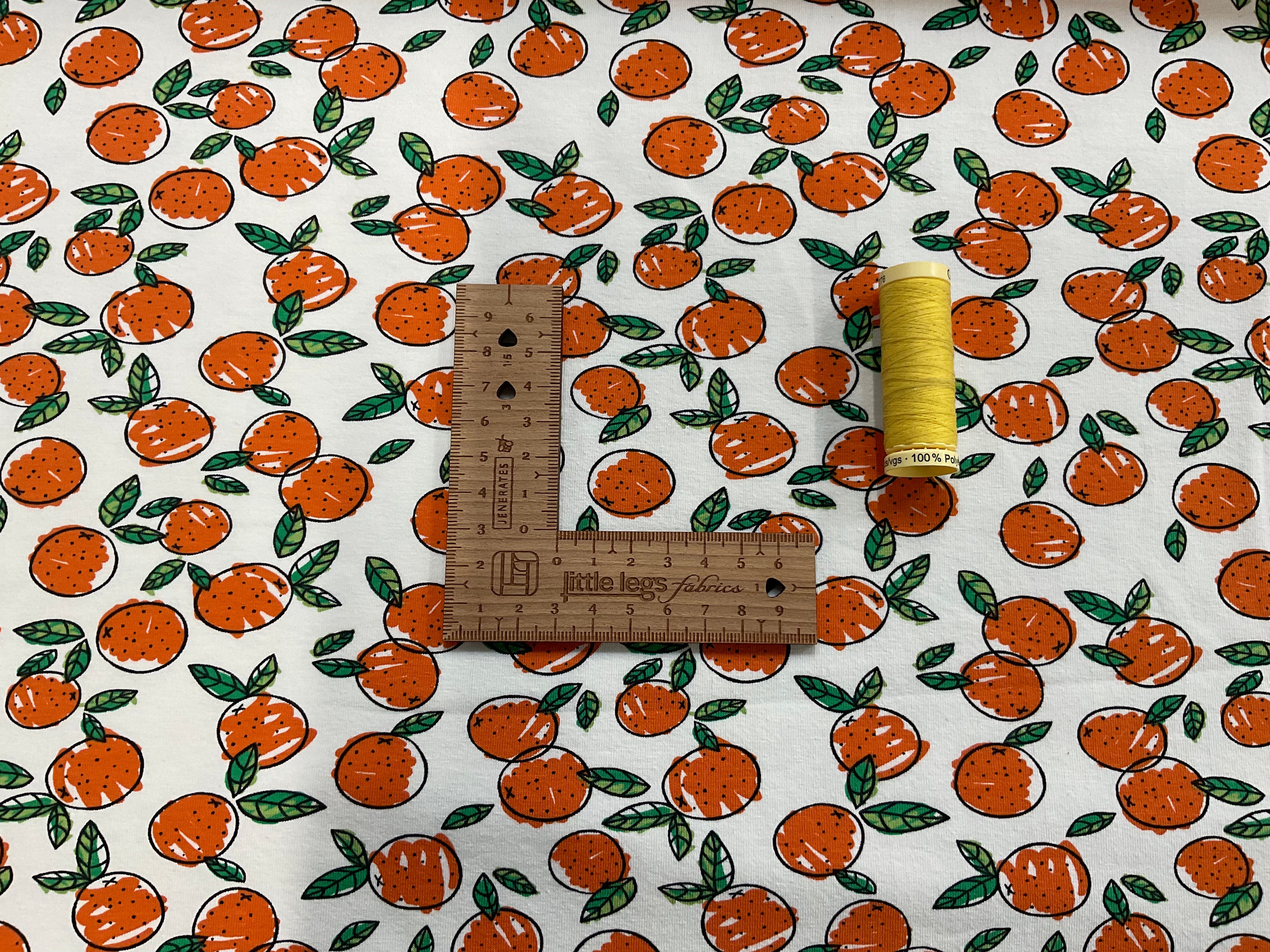 Scribble Oranges Cotton Jersey Fabric