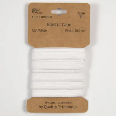 10mm x 3m White Elastic Tape