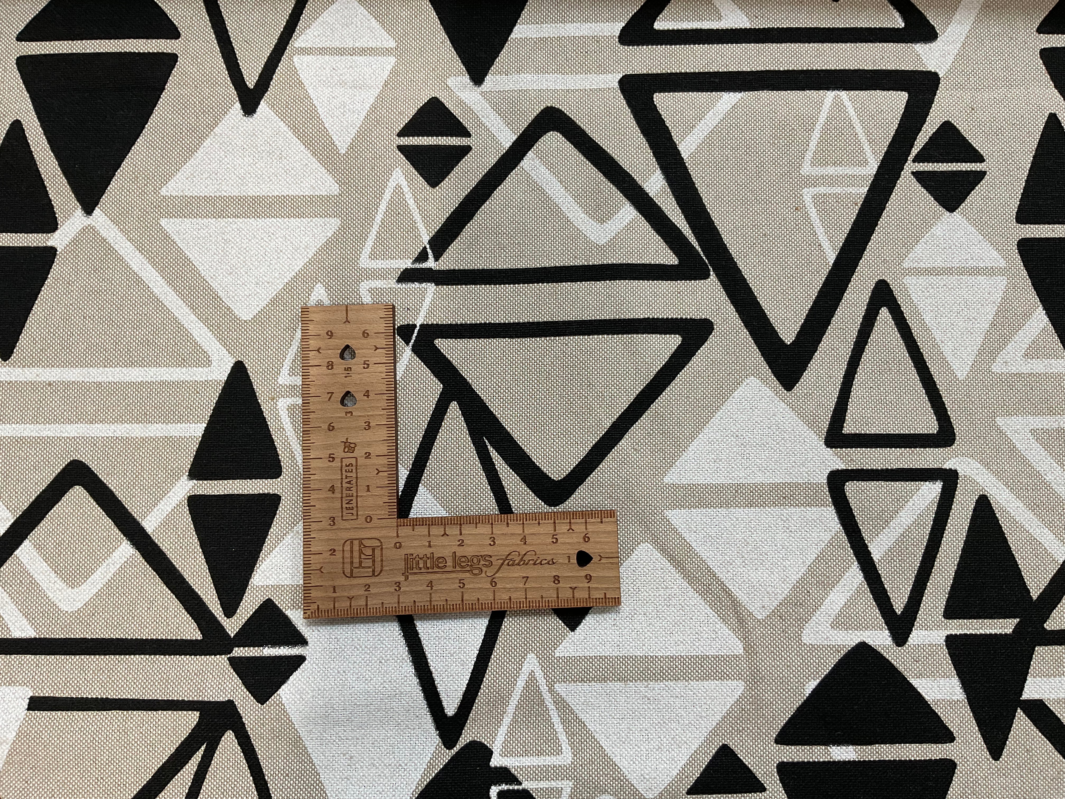 Triangles on Natural Linen Look Canvas Fabric