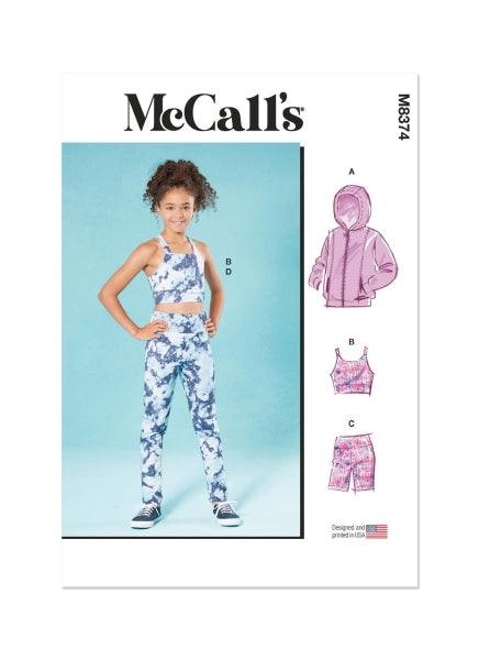 McCall’s M8374 Girls Knit Jacket, Cropped Top and Leggings Sewing Pattern