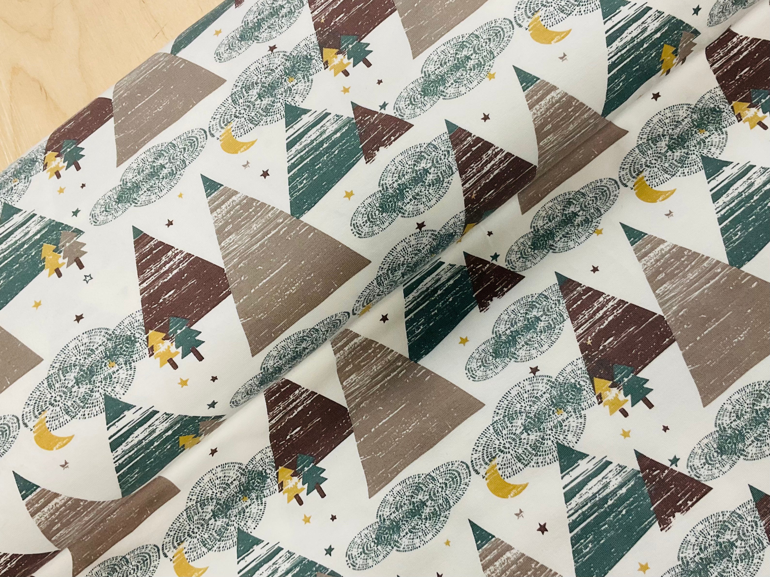 Winter Mountains Cotton Jersey Fabric