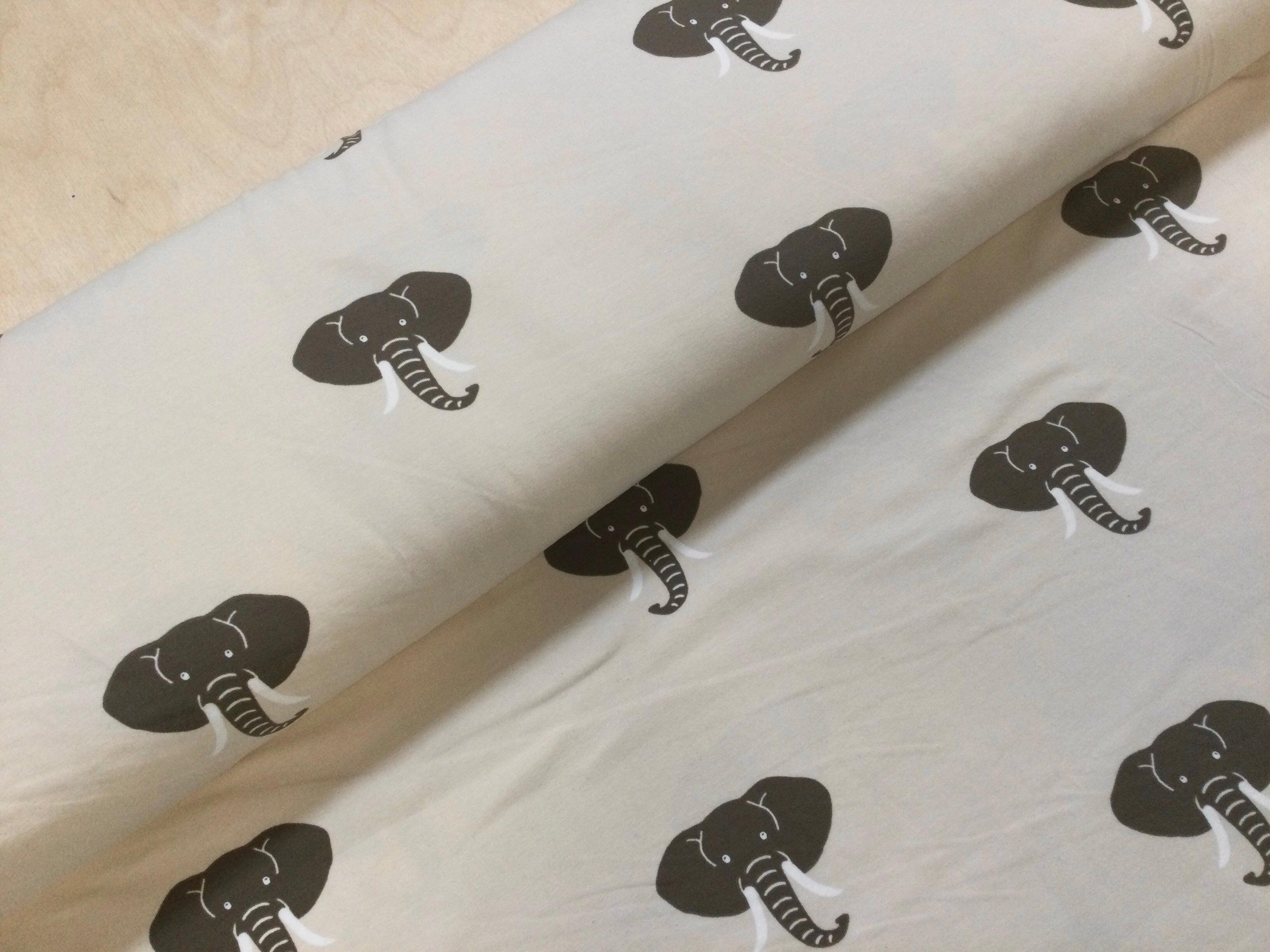 Elephants Cotton Jersey Fabric