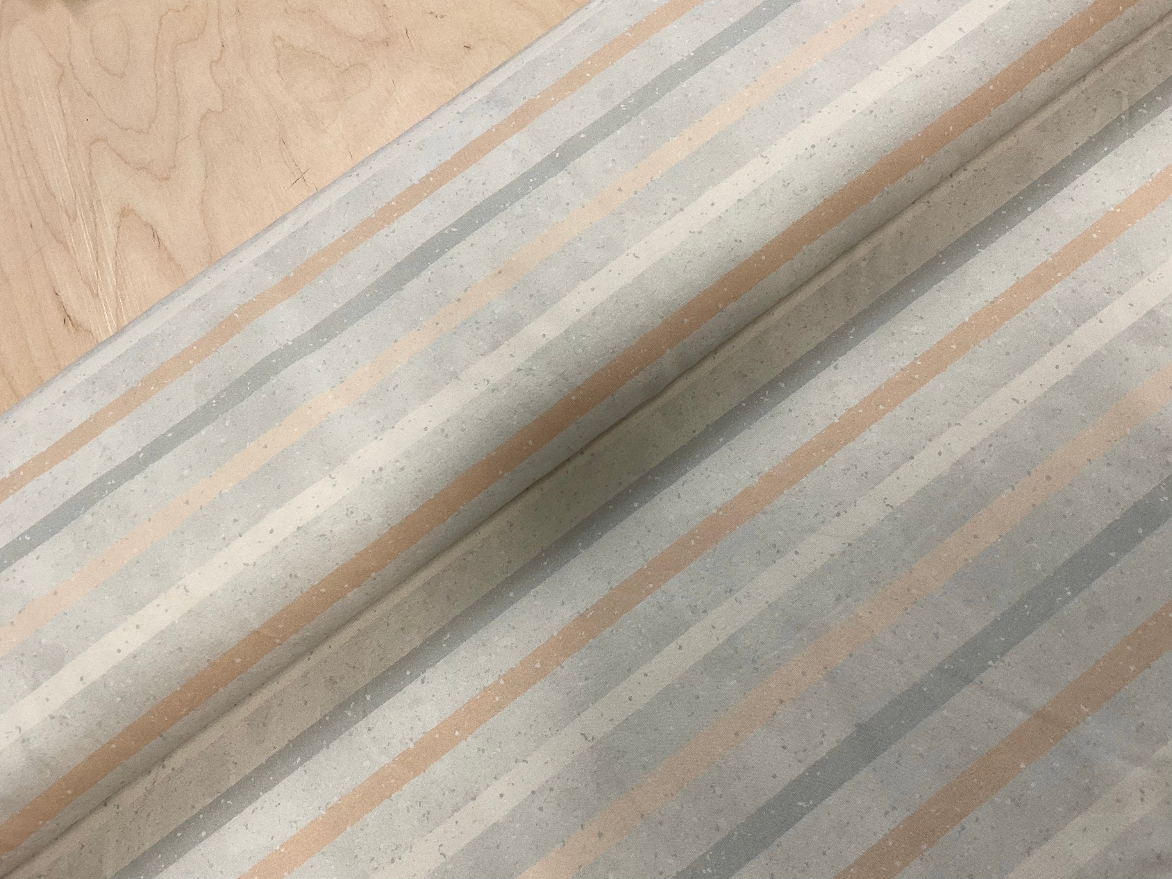 SALE Neutral Stripes On Grey French Terry