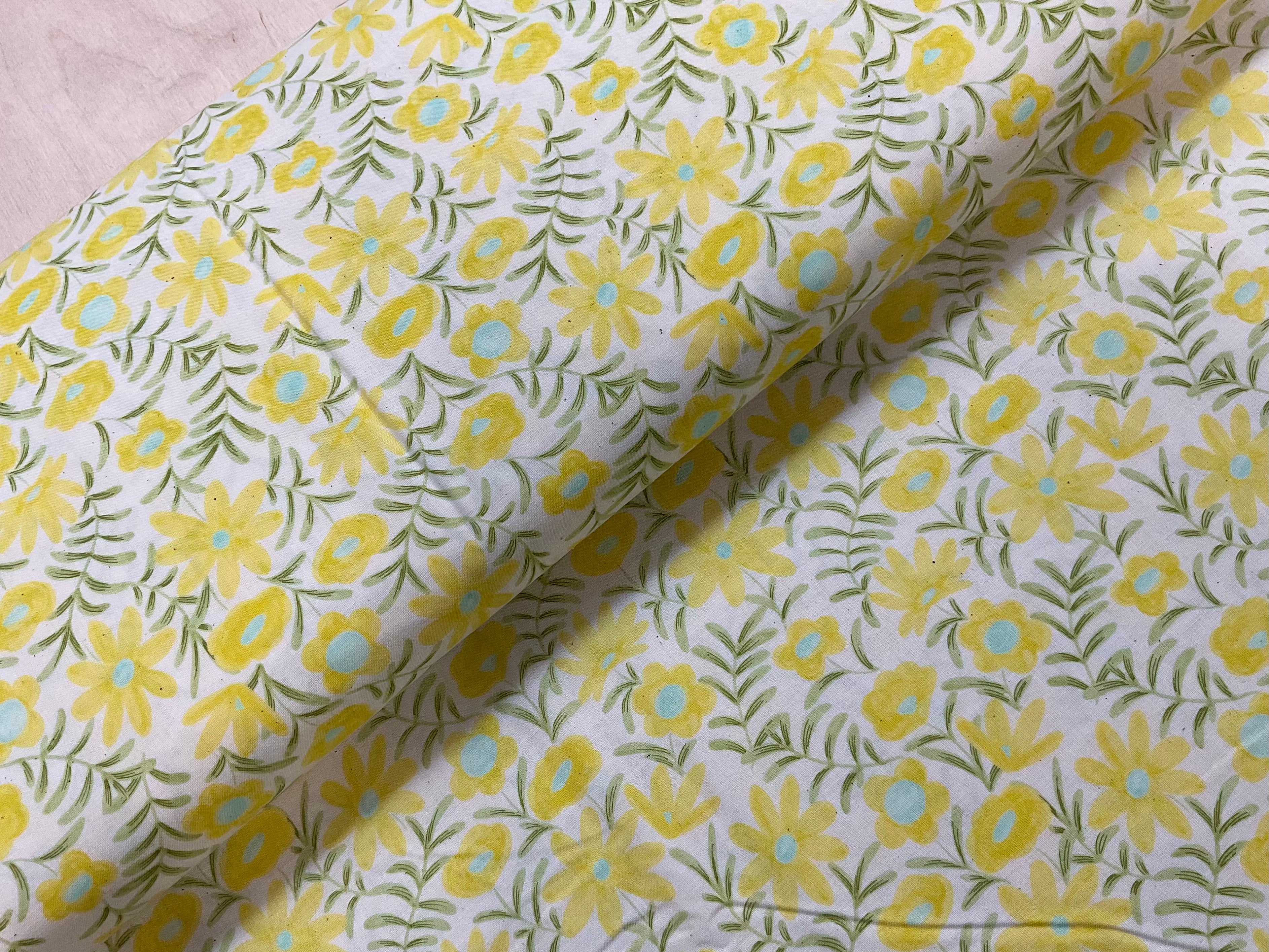 Lemon Floral Printed Cotton Shirting