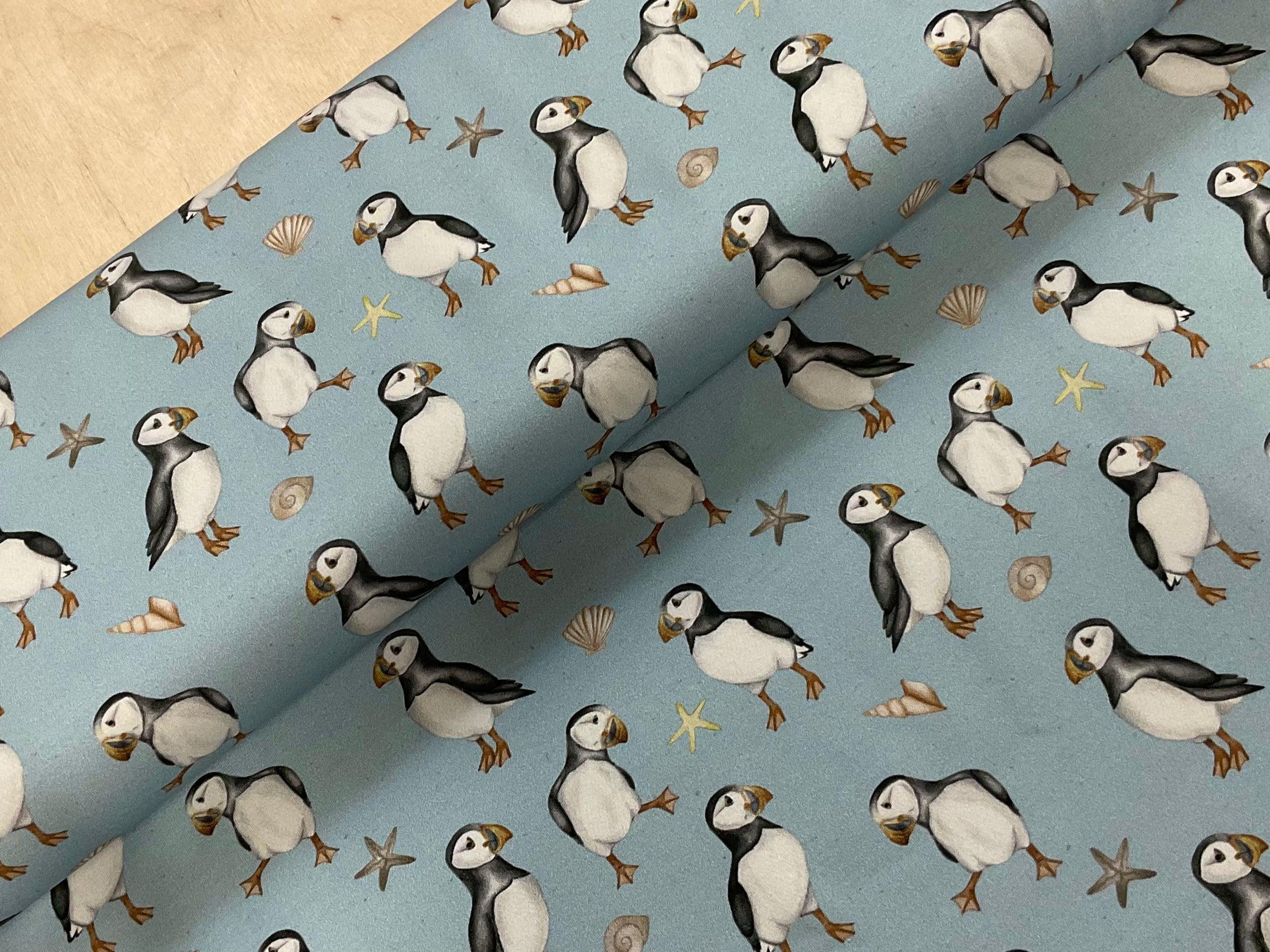Puffins Cotton Jersey Fabric