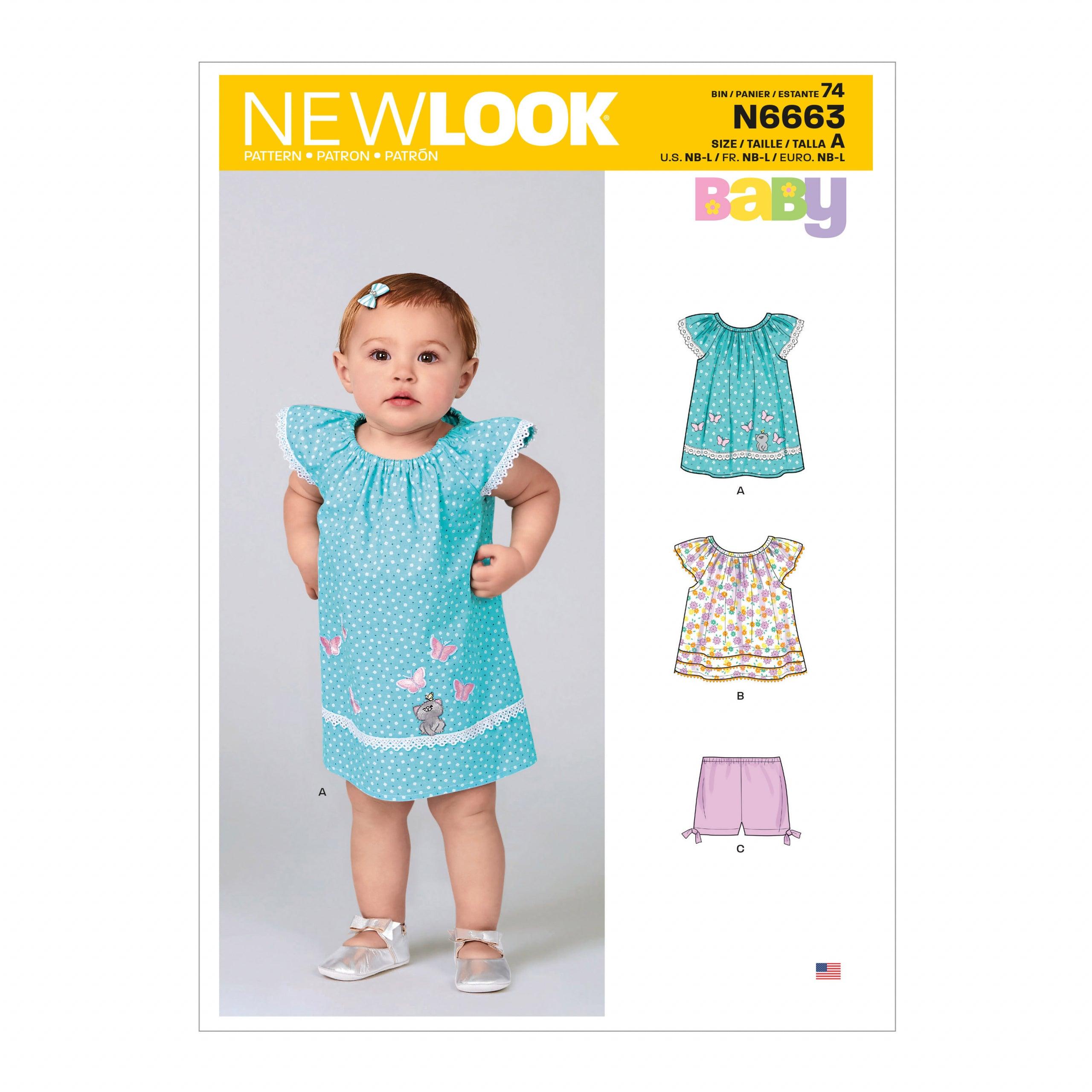 New Look N6663 Infants Dress, Top and Shorts