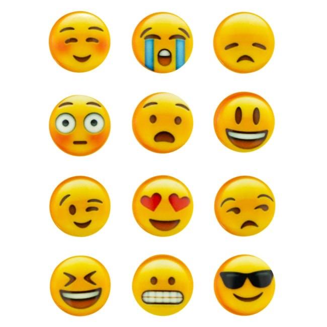 12 x Mixed emoji Buttons