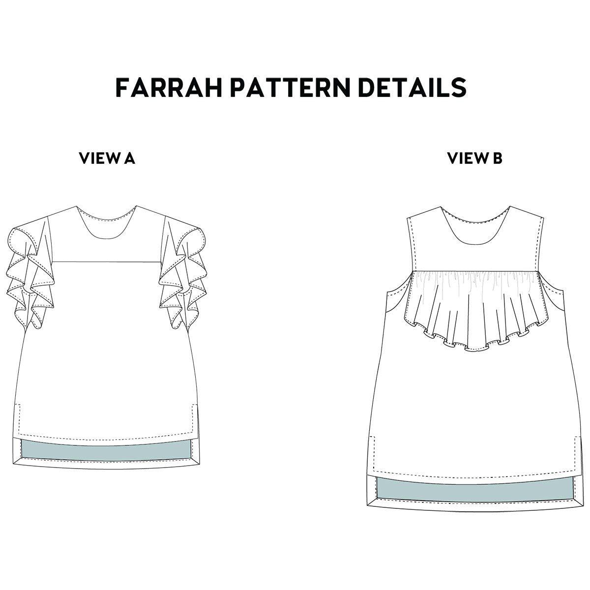 Chalk Farrah Blouse and Dress Sewing Pattern (Sizes 0-30)
