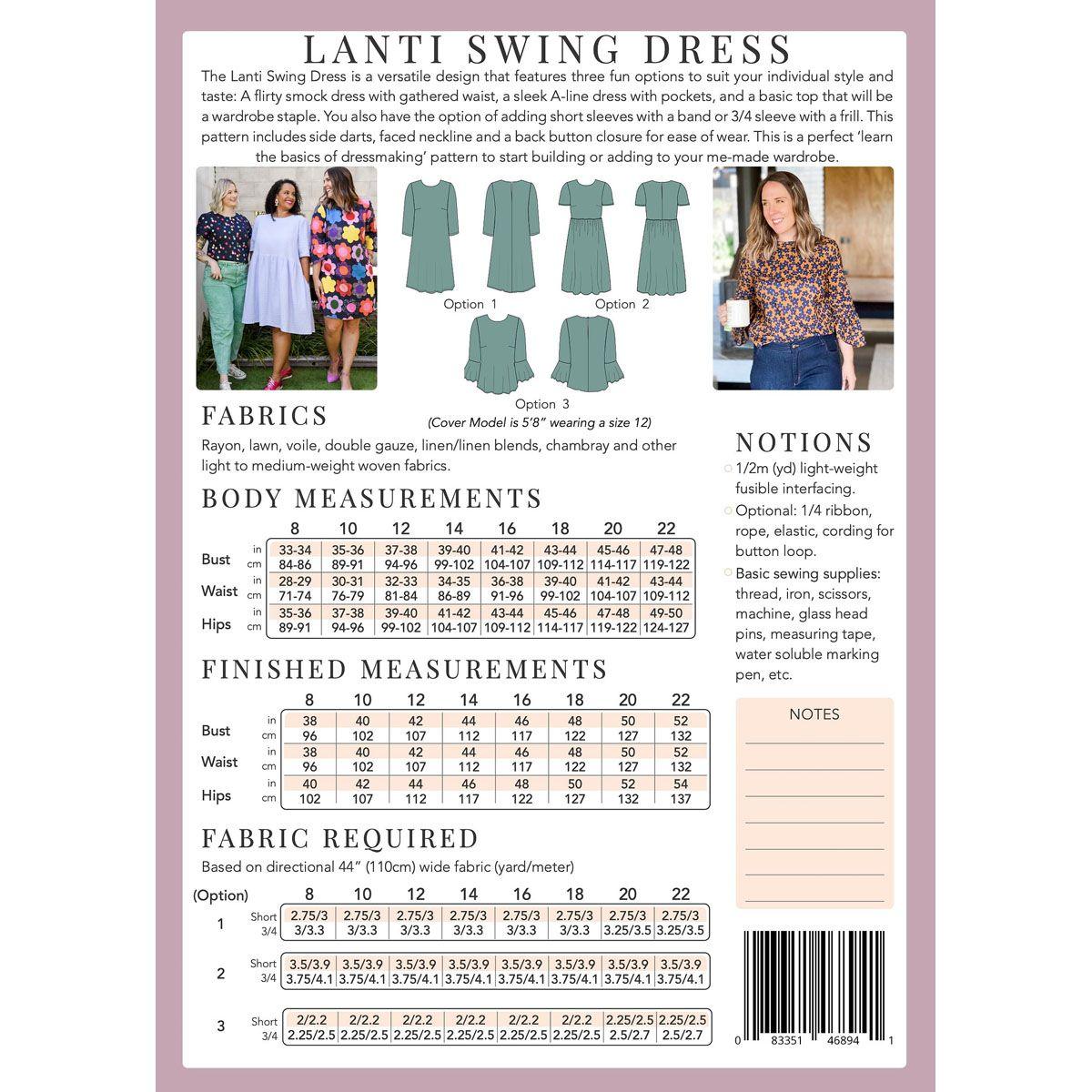 Sew To Grow Lanti Swing Dress and Top Sewing Pattern (Sizes 8 - 22)