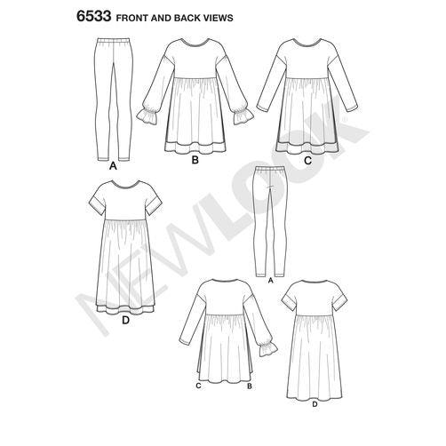 New Look 6533 Top, Dress and Legging Sewing Pattern