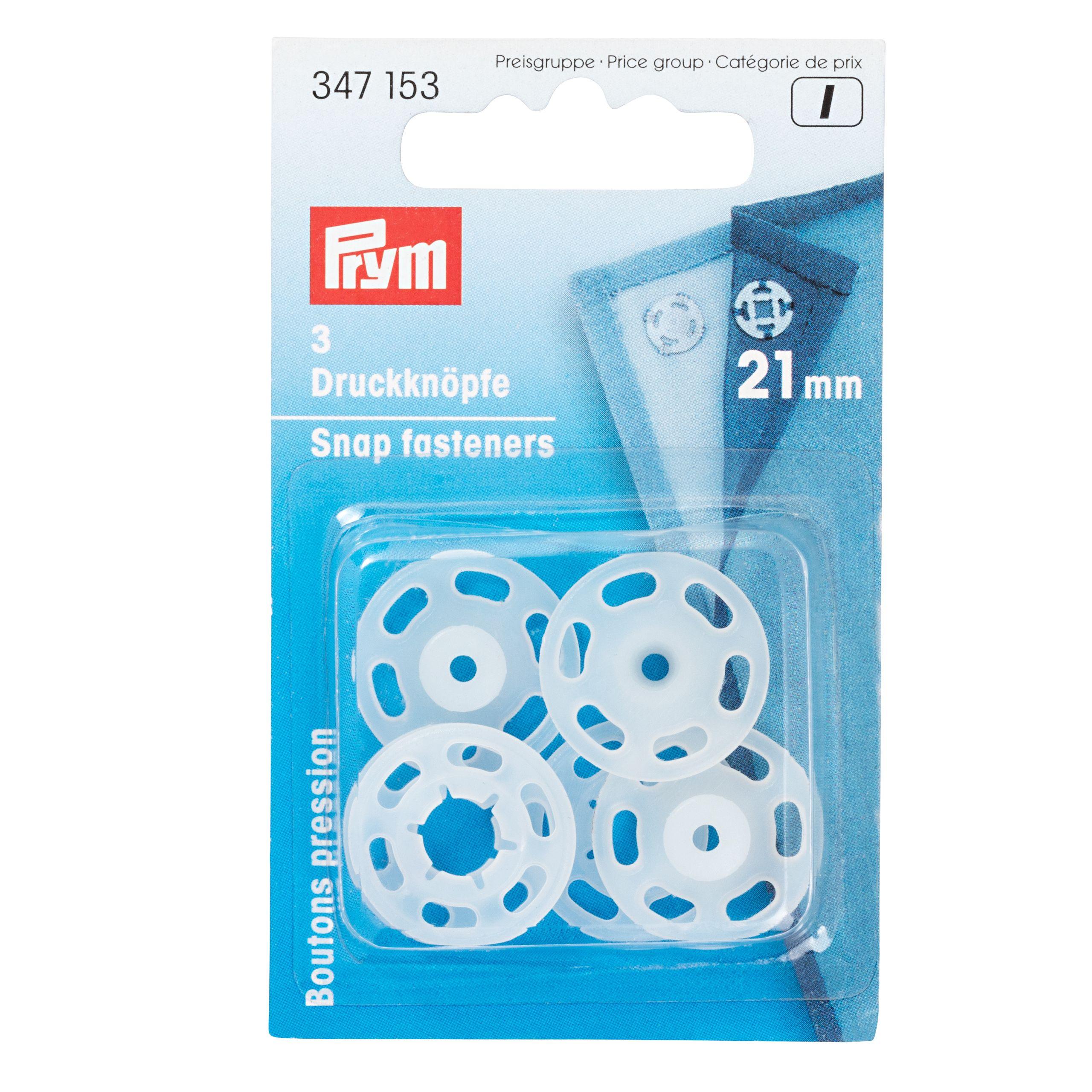 Prym 3 Transparent Plastic Snap Fasteners 21mm