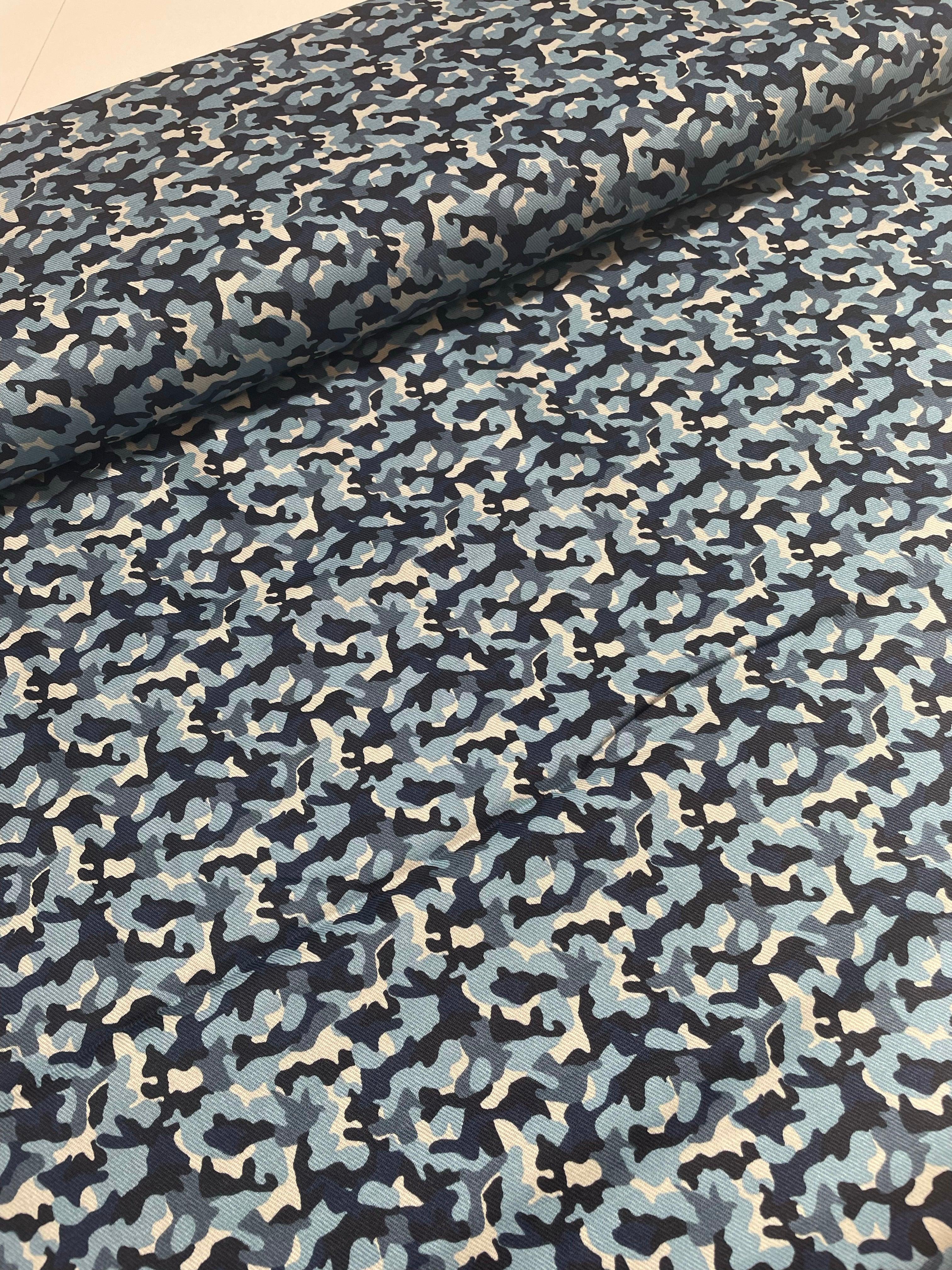 Camouflage Small Blues Cotton Twill