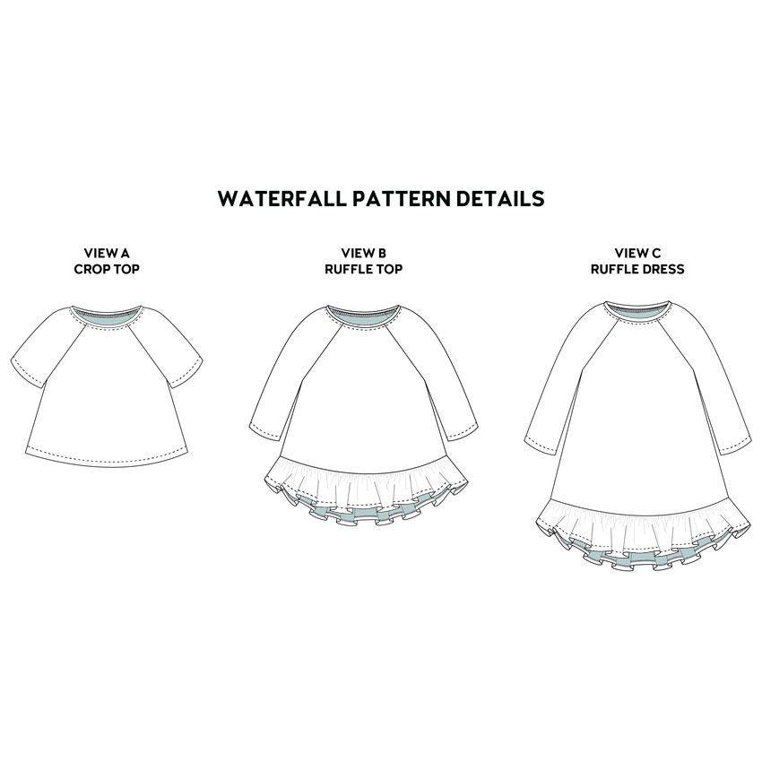 Chalk and Notch Waterfall Raglan Top and Dress Sewing Pattern (Sizes 0 ...