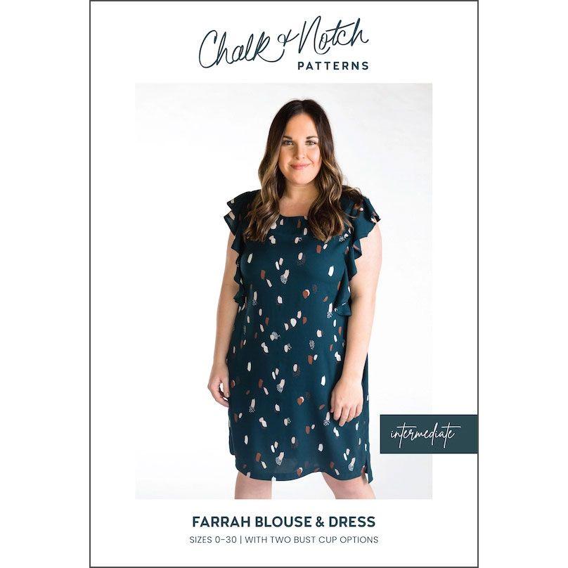 Chalk Farrah Blouse and Dress Sewing Pattern (Sizes 0-30)