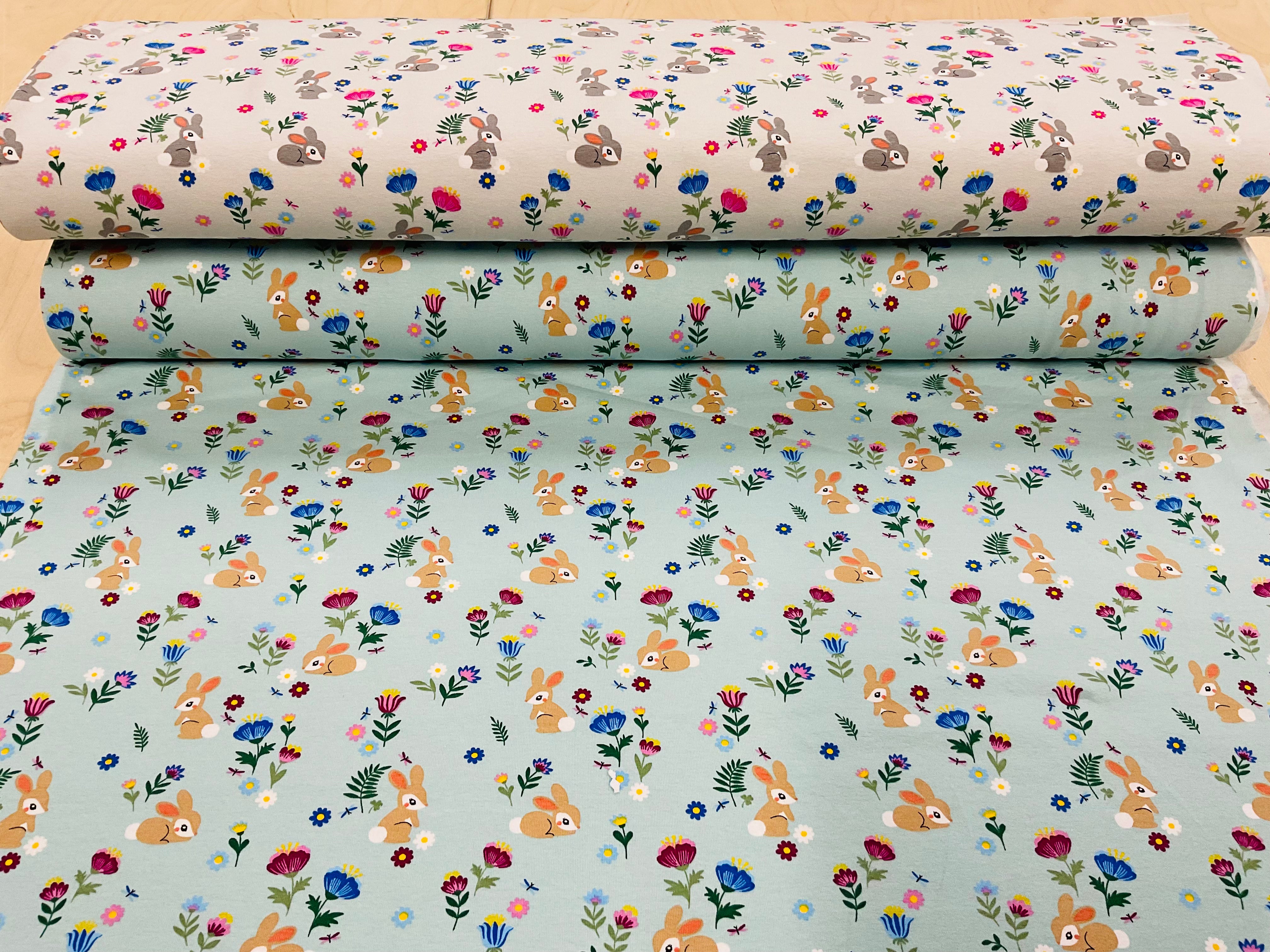 Spring Rabbits Cotton Jersey Fabric