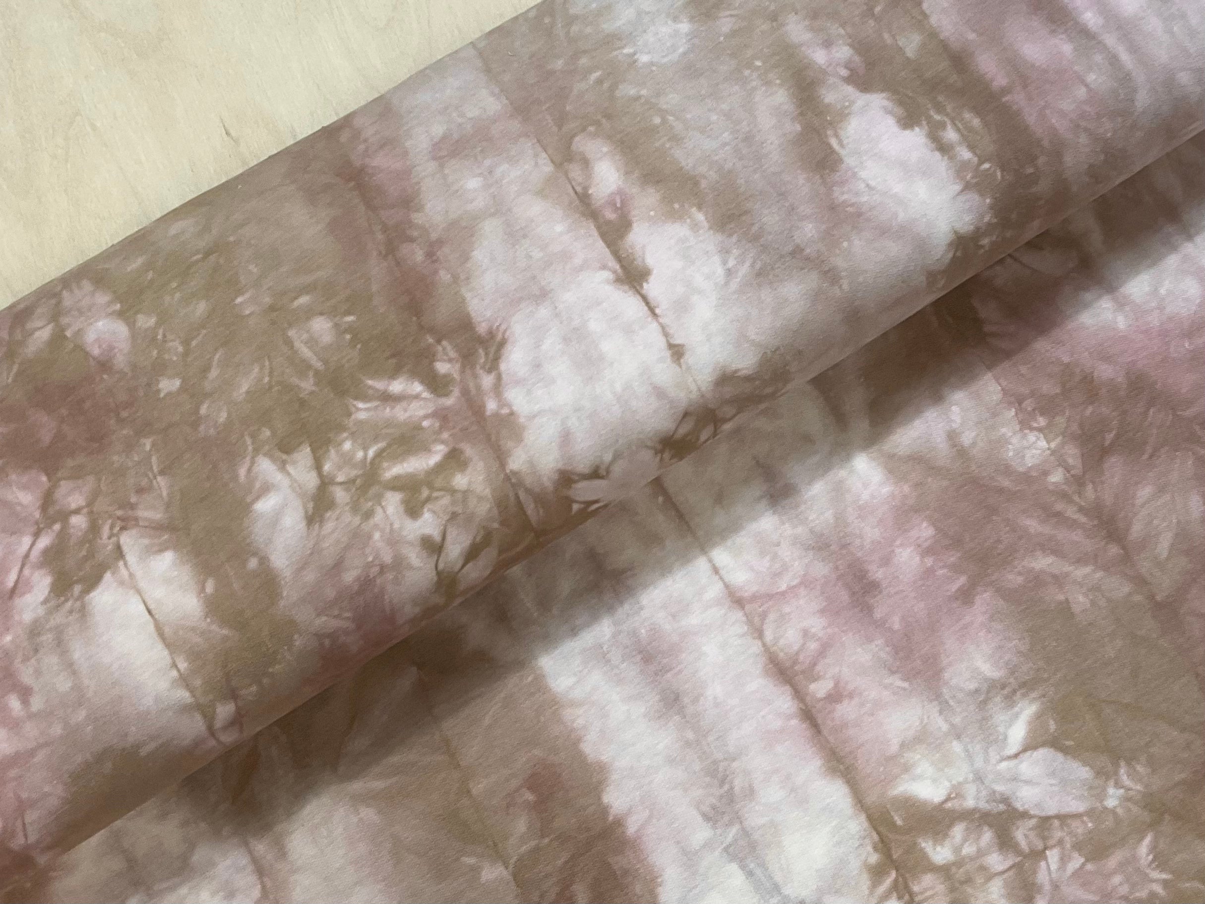 Pink and Taupe Tie Dye French Terry Fabric
