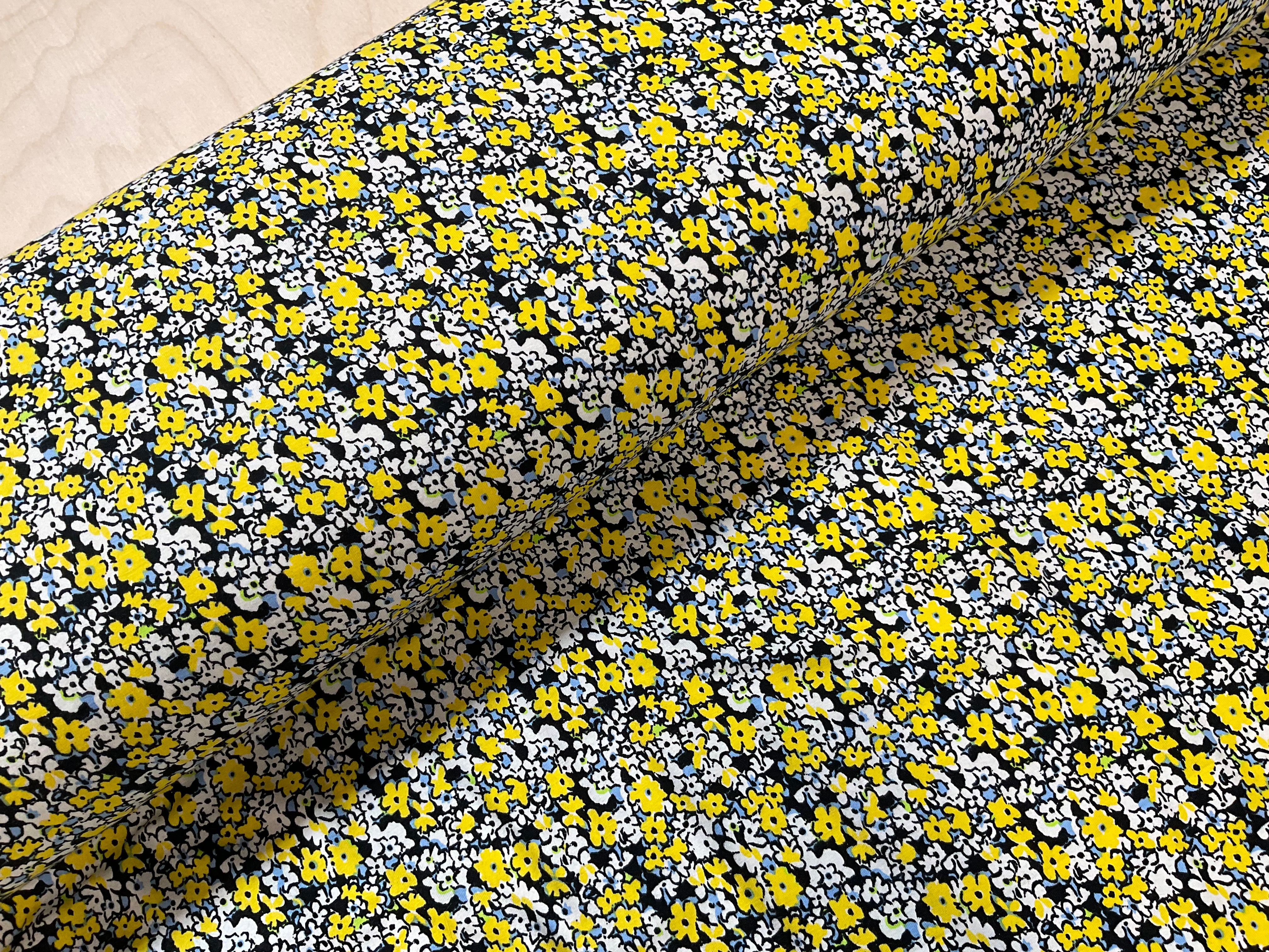 Ditsy Yellow and White Daisies Viscose Jersey