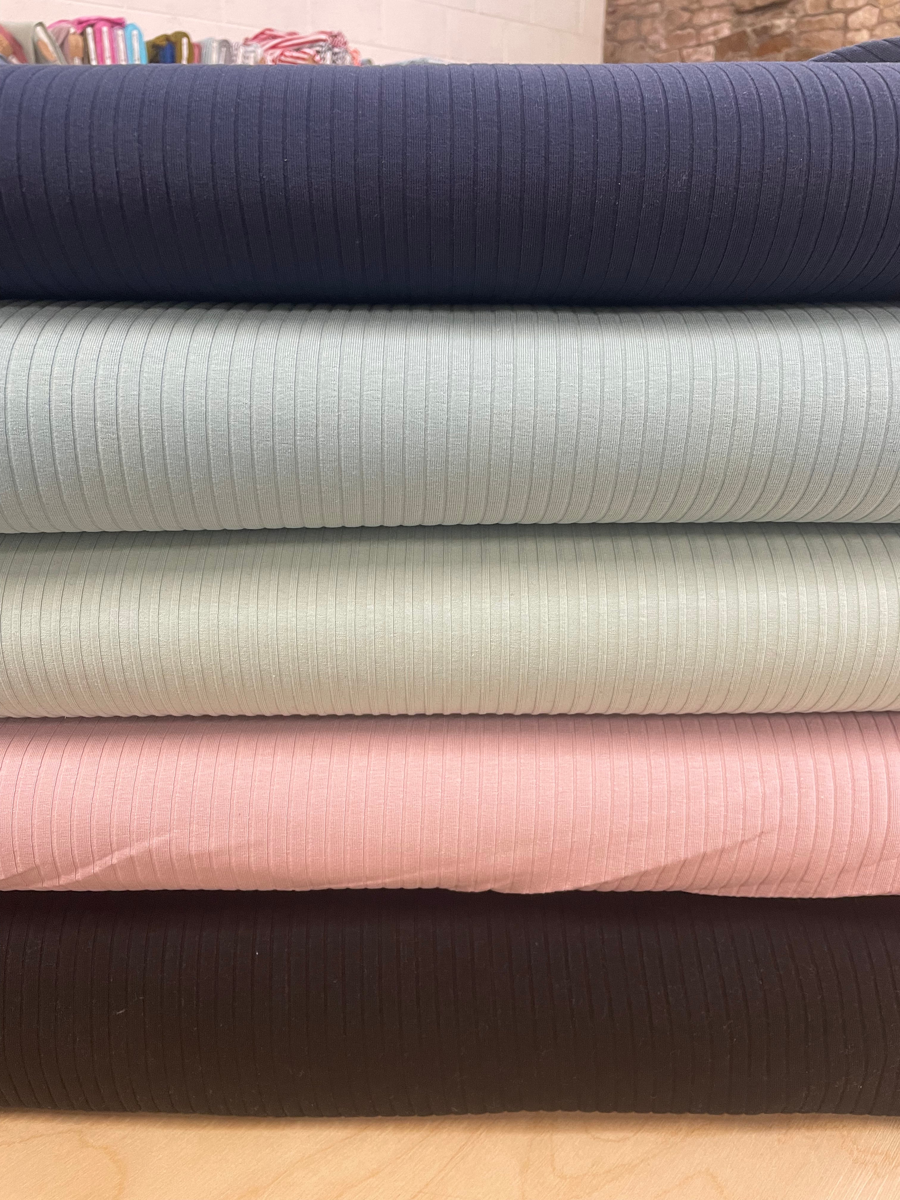 7mm Ribbed Cotton Jersey various colours