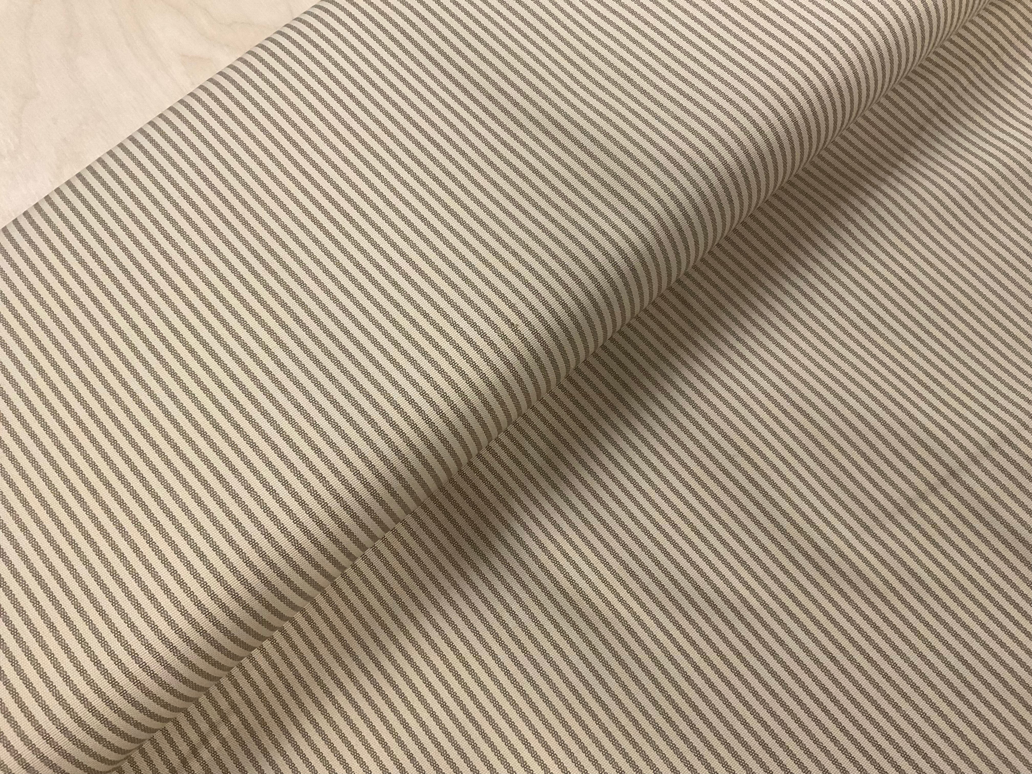 Beige Ticking Stripe Cotton Canvas