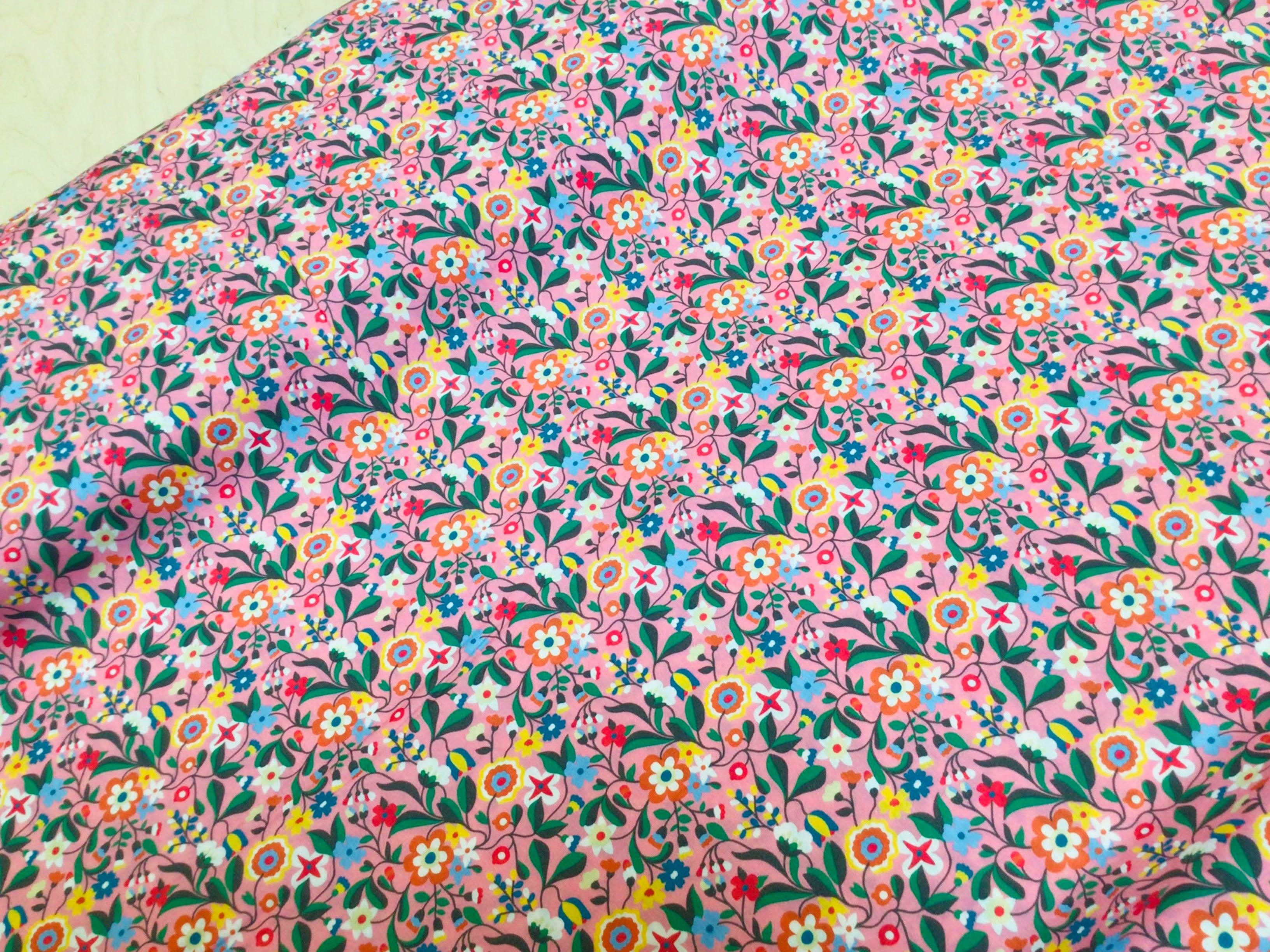 SALE Country Floral on Pink Cotton Lawn