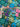 Rainbow Floral Petrol Cotton Jersey Fabric