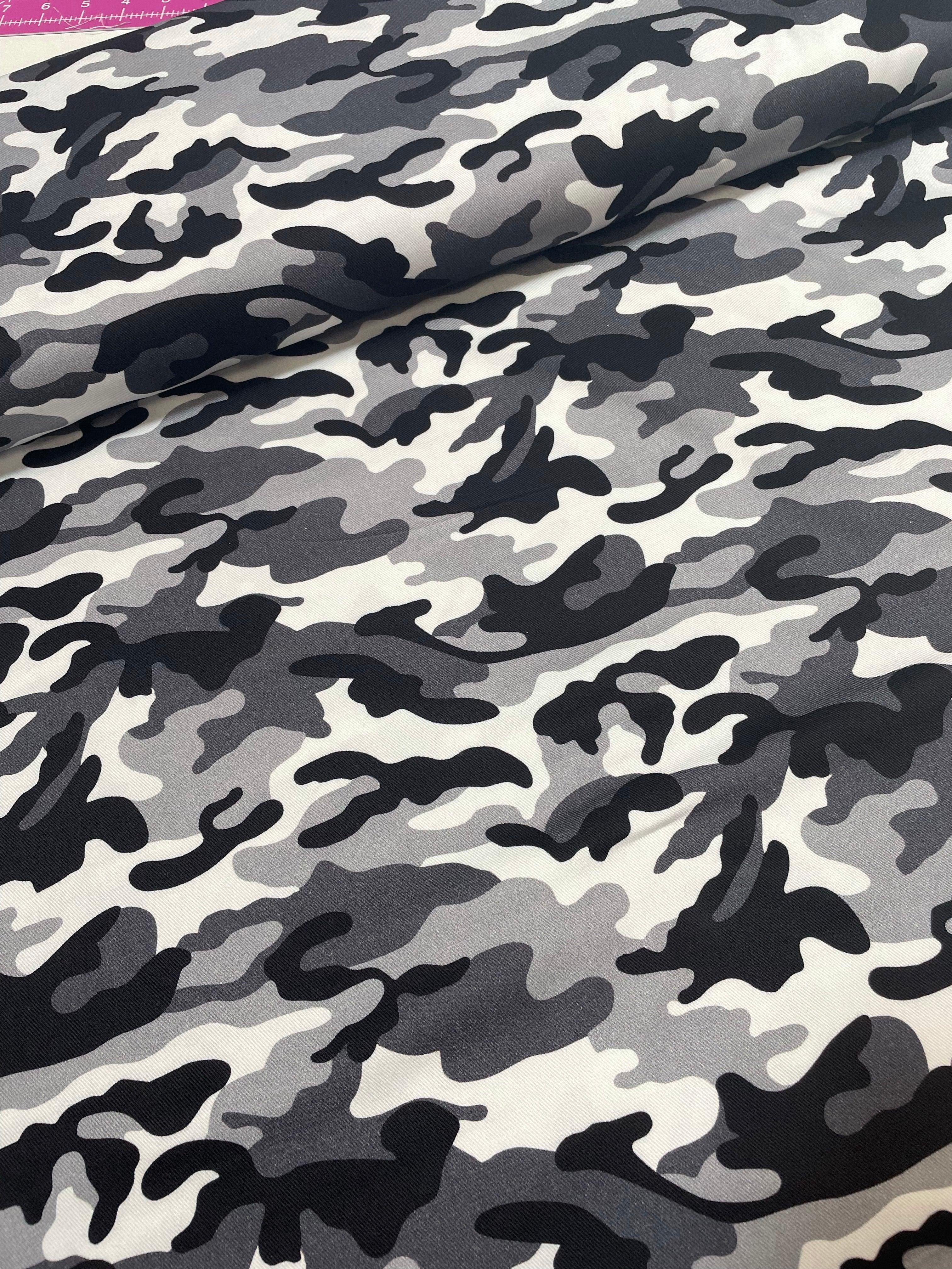Camouflage Black/White Cotton Twill