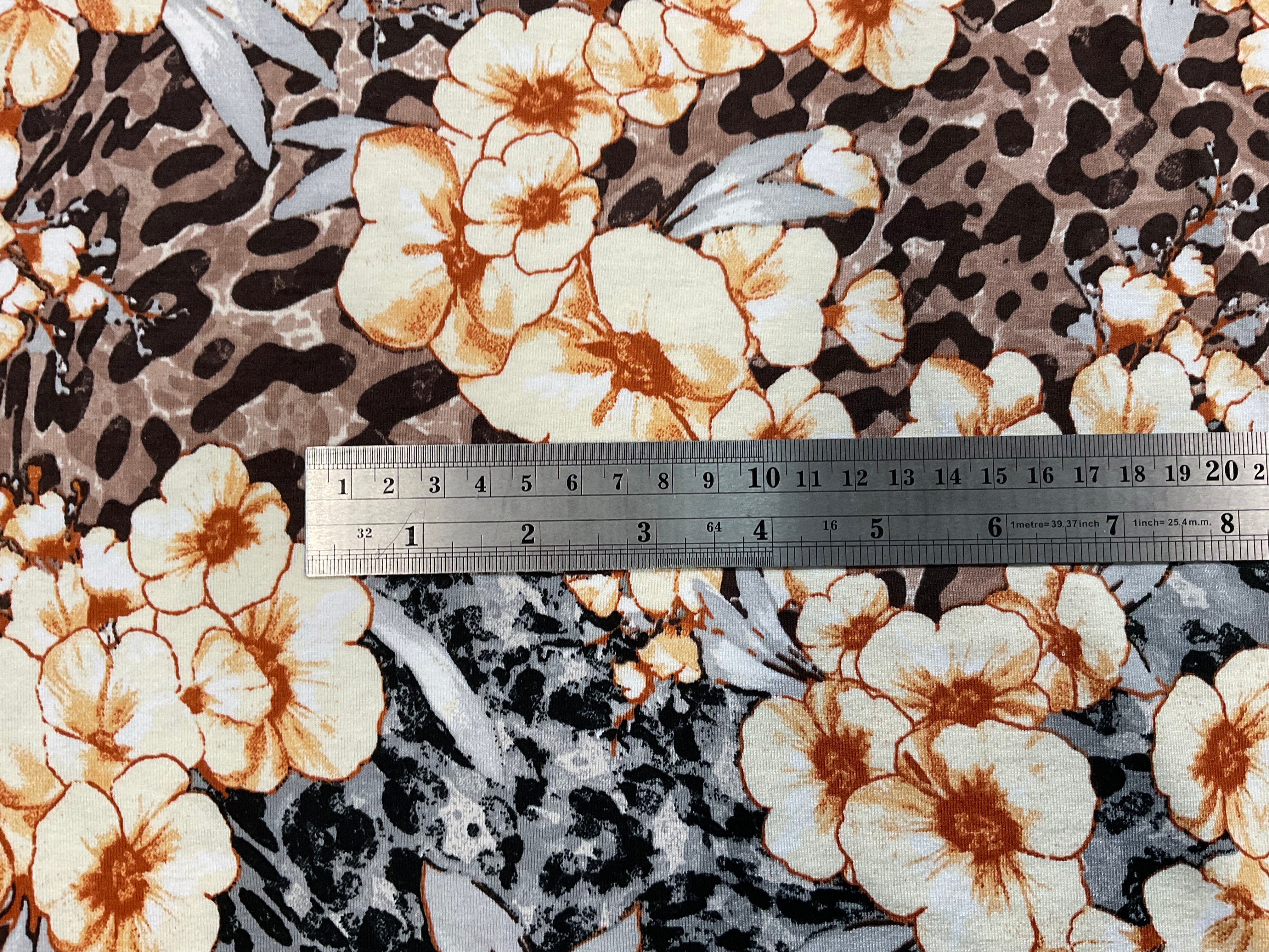 Leopard Print Flowers Viscose Jersey