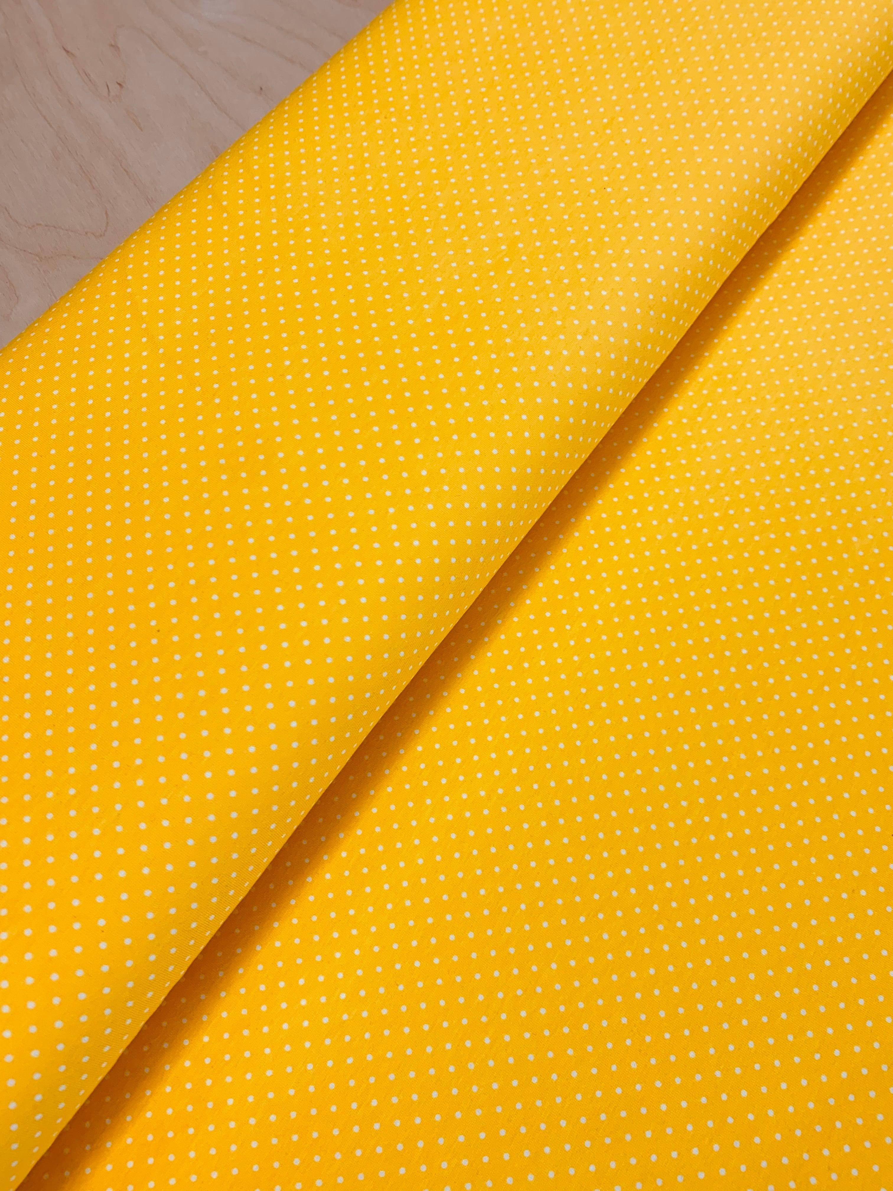 Yellow Polka Dots Cotton Jersey Fabric